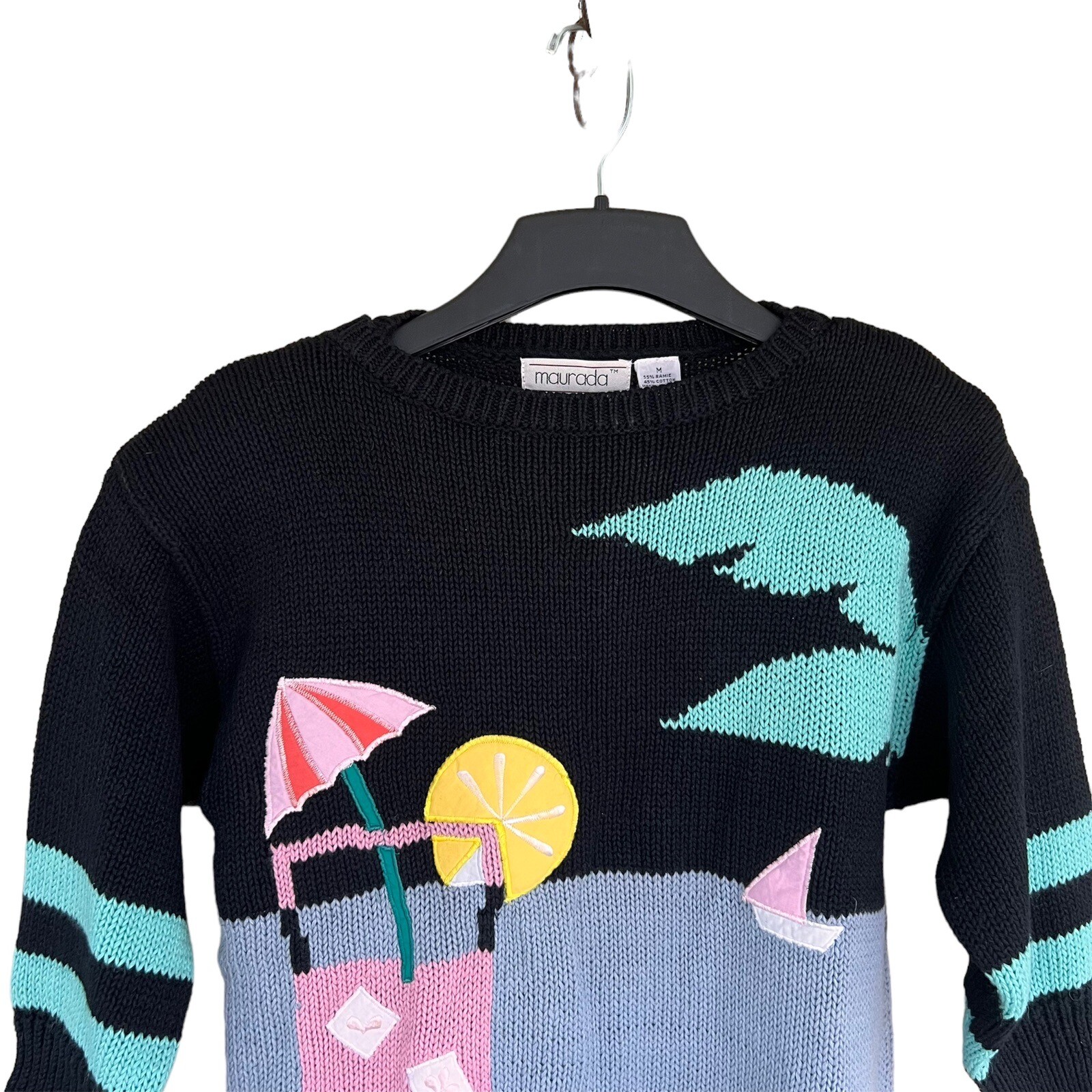Vintage Maurada Knit Sweater with Lemonade Beach Theme Size Medium
