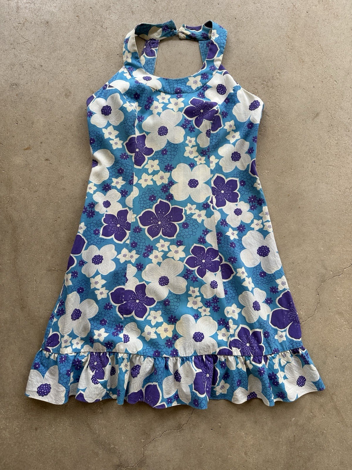 1960s Evelyn Pearson Hawaiian Mod Dress Keyhole Back Floral Mini Talon Zip VTG