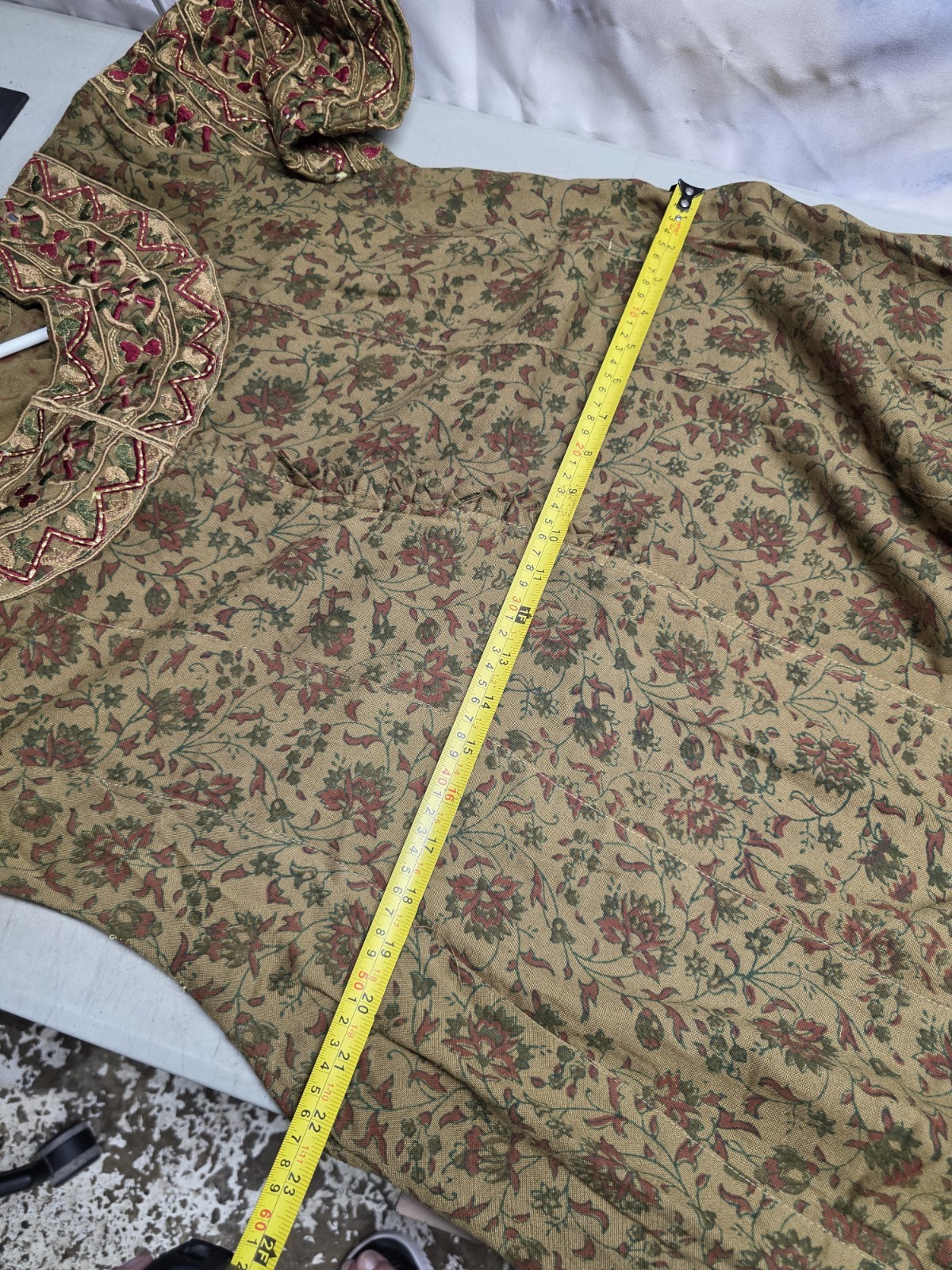🔥 VTG Handmade Folk Art Dress Mirror Work Shisha Embroidery Floral Block Print