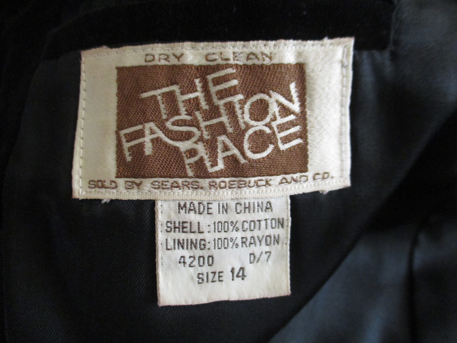 Vintage Sears The Fashion Place Blazer M Women Black Cotton Velvet