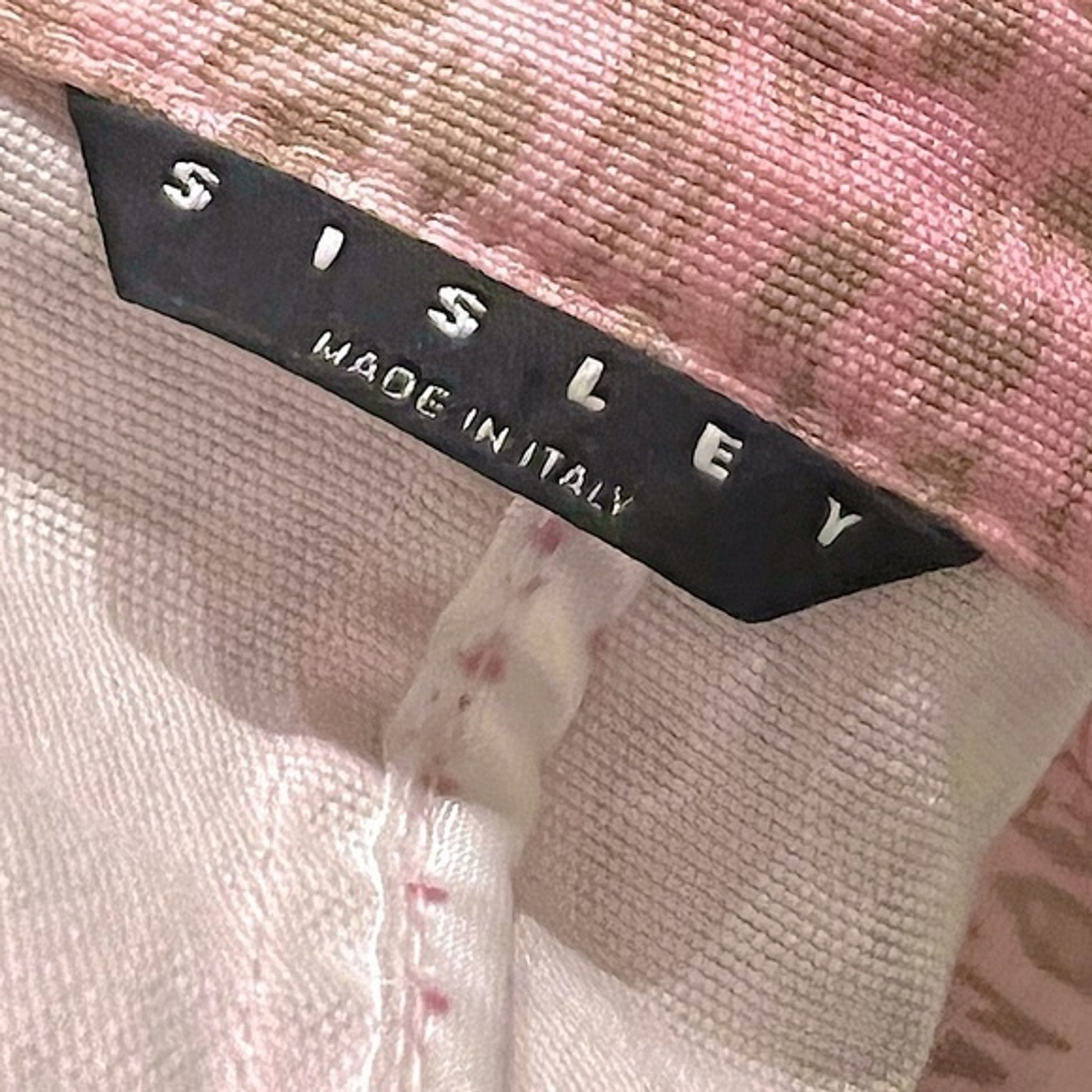 Sisley Pink and Tan Cheetah Print Double-breasted Long Sleeve Women’s Blazer M