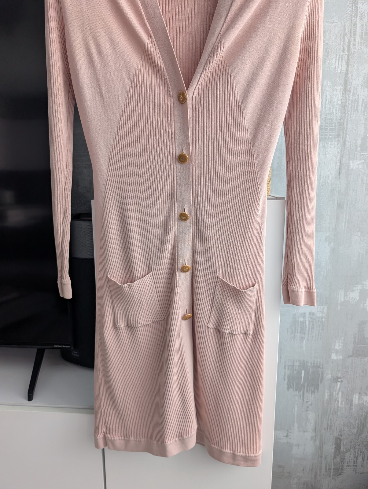 Chanel CC Button Cotton Silk Knit Long Sleeves Cardigan Sweater Jacket Jumper 40