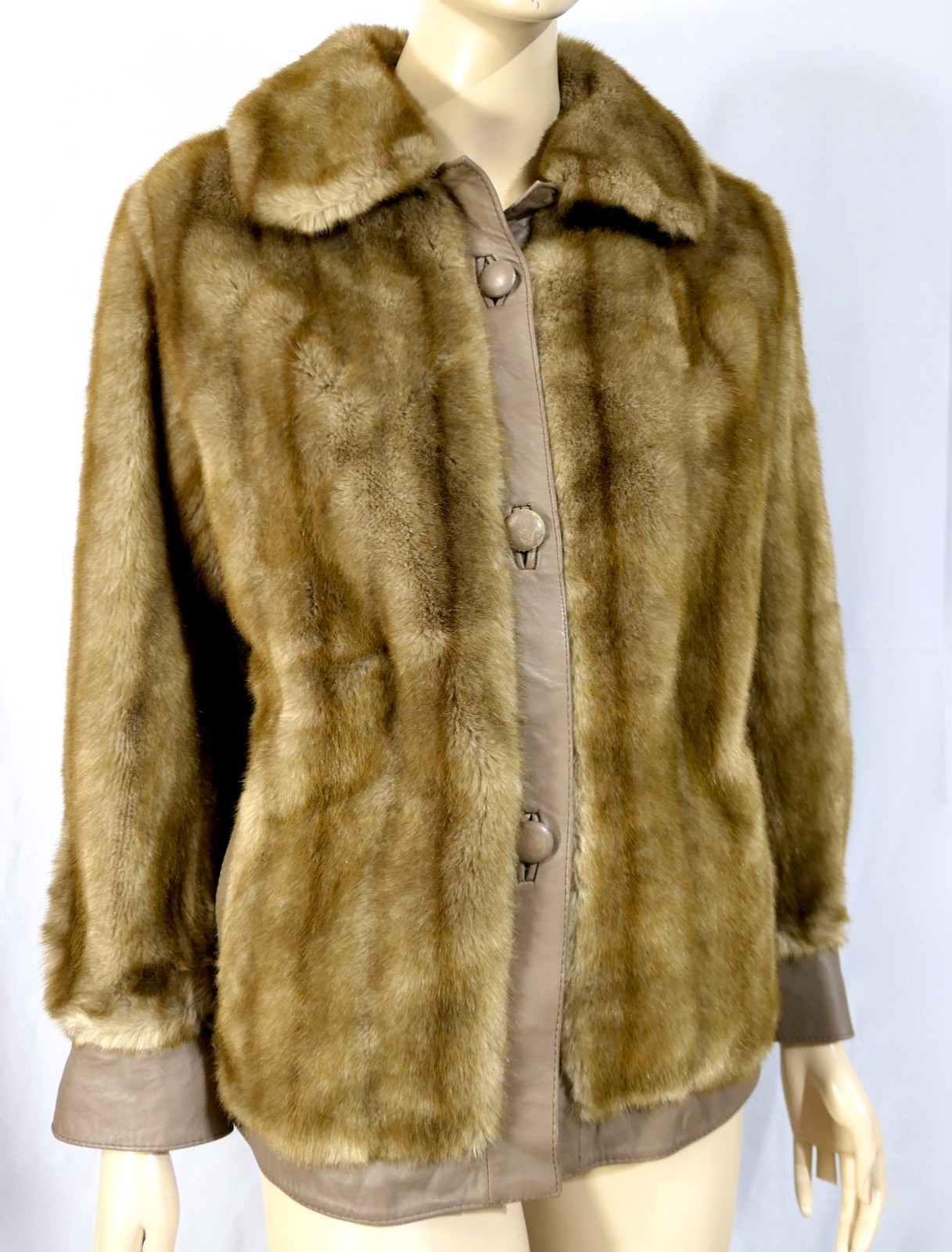Vintage Mod 70s Faux Mink Fur Short Coat by Gino Rossi England Size M 8 S/M
