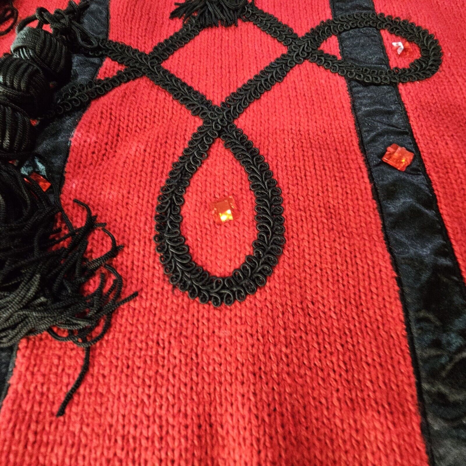 Vintage Bonnie and Bill By Holly Sweater Ladies XLarge Red Black 1980’s Tassels