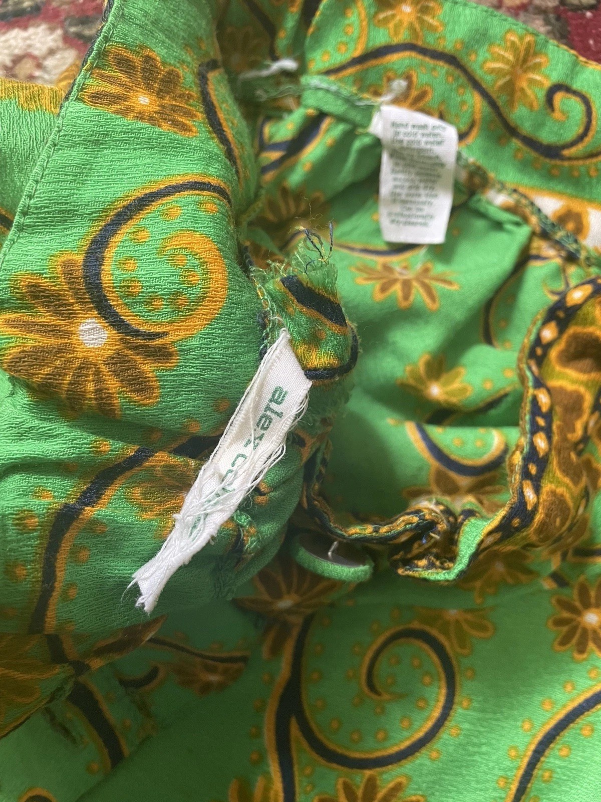 Vintage 1960’s Alex Coleman Maxi Skirt Neon Green Trippy Boho Dopamine S
