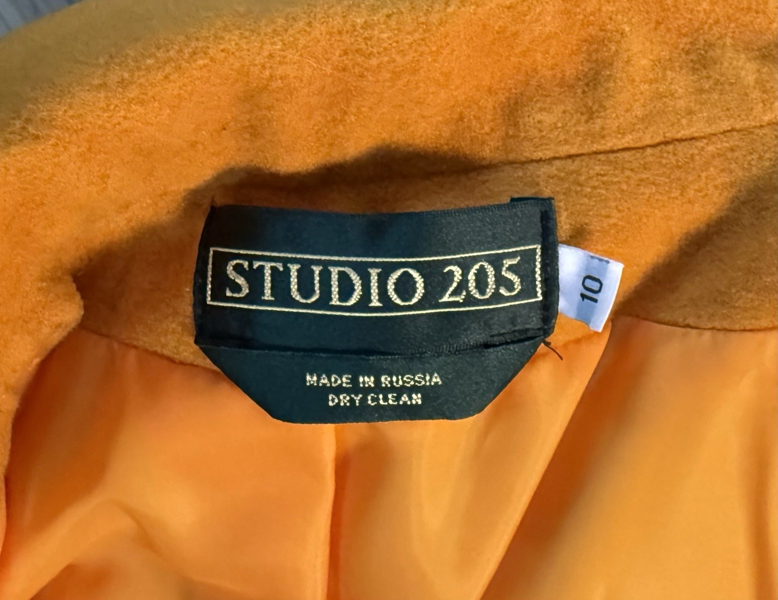 Vintage 90s Made n Russia Mustard Yellow Cashmere Wool Blazer Studio 205 Size 10