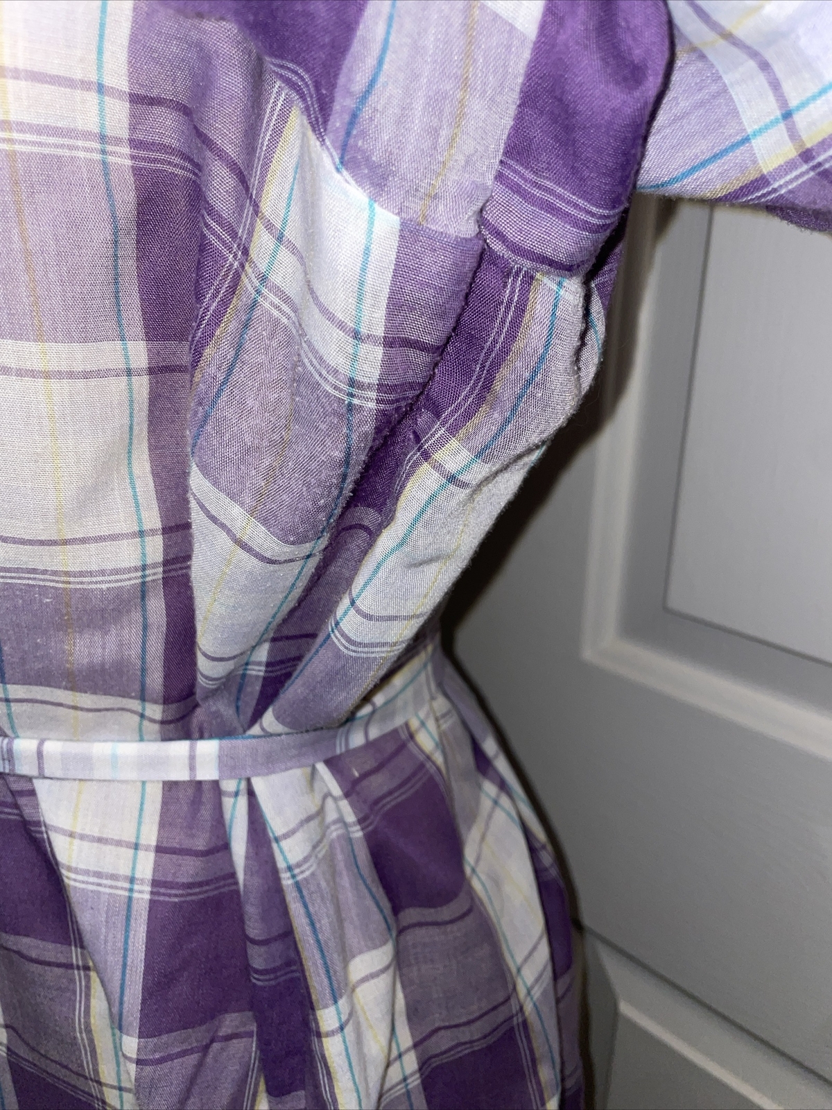 1960s Purple Plaid Shirt Dress A Nancy Frock Size 18 1/2
