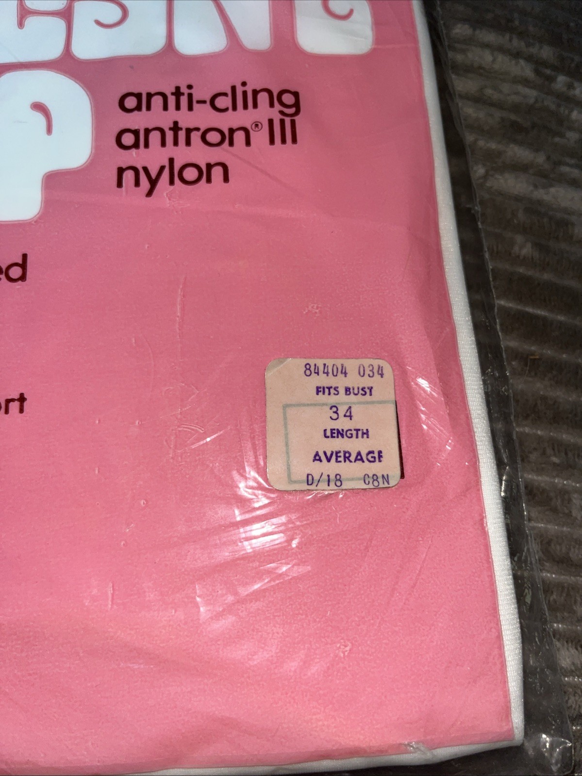 Vtg Sears Full slip Nylon Slip Size 34 New In Package Doesn’t Slip Or Cling