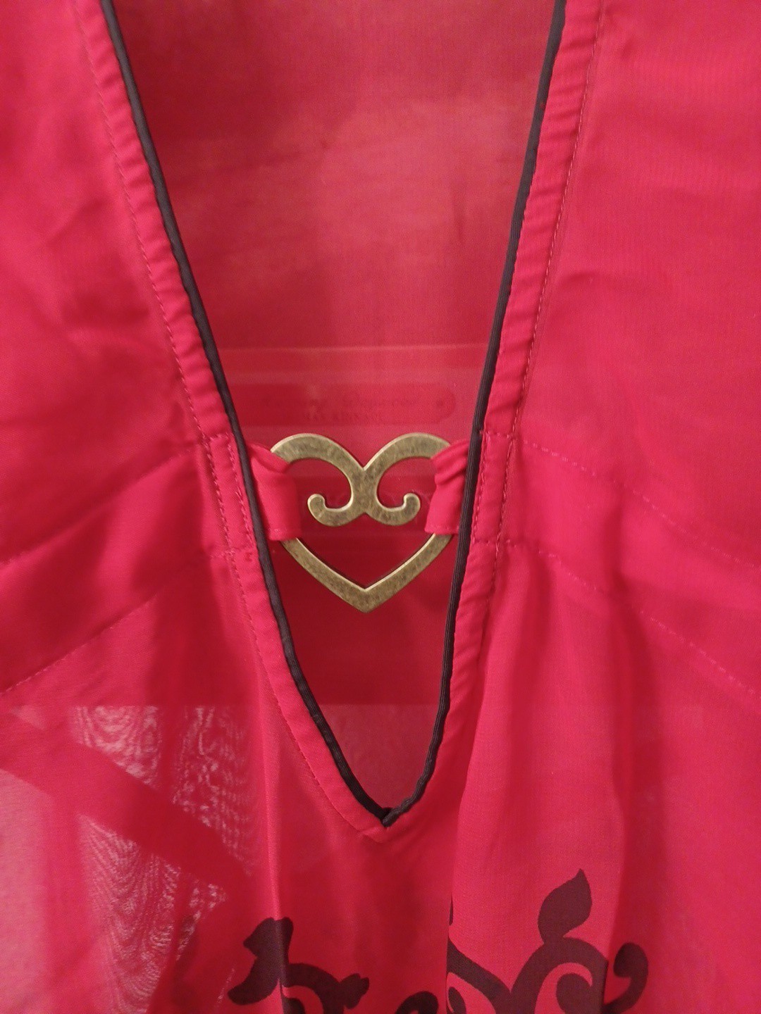 Vintage Deep V Y2K Sheer Red Babydoll Mini Dress Tunic Sz L Fairy Grunge Baroque