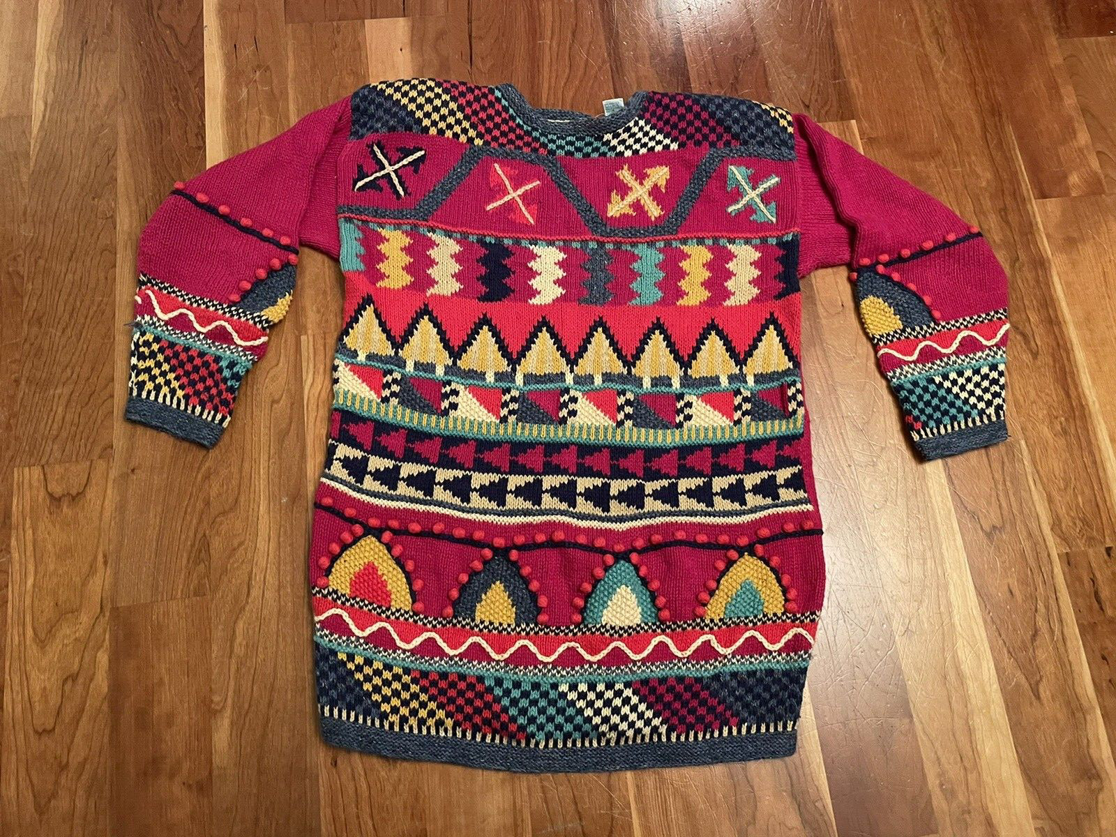 Vintage Segrets Sun Prints Sweater Women’s (L) Geometric Pink & multicolor 1990s