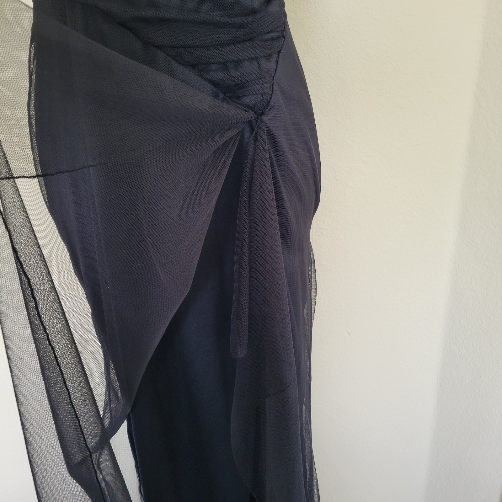 Vtg Strapless Black Maxi Dress S Whimsigoth Goth Tulle Y2K Dark Romantic Vamp