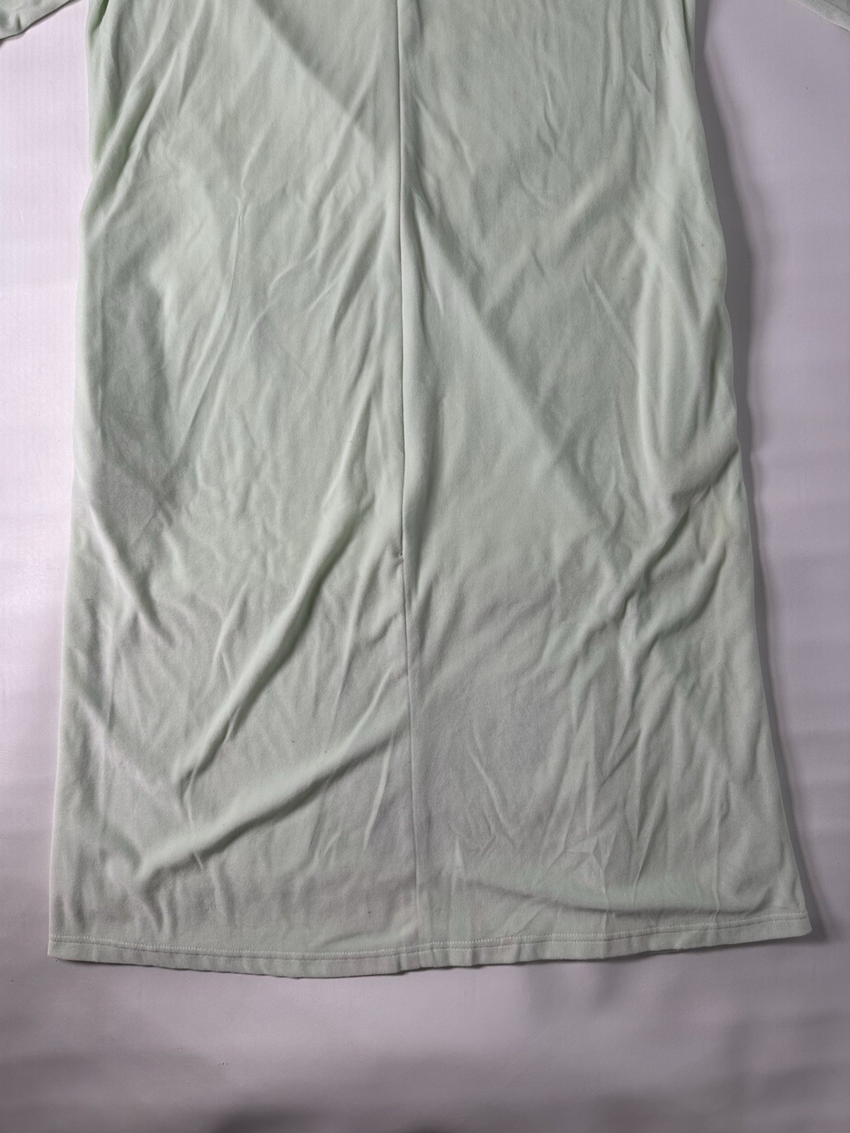 Vintage Shadowline Robe Velour Roses Mint Green Size M Zip-Up Housecoat