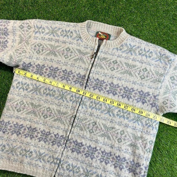 Vintage Alps Wool Cardigan Sweater Womens L Nordic Fair Isle Boho Cottage Core