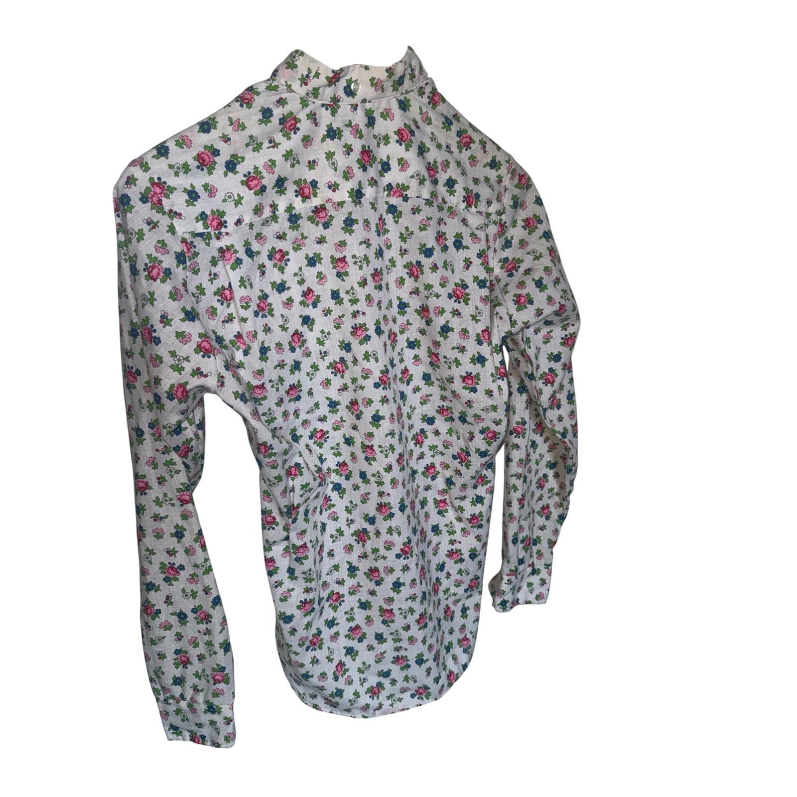 Vintage 60s 70s Ratcatcher Floral Button Up Shirt Perma Press Ditsy Print Small