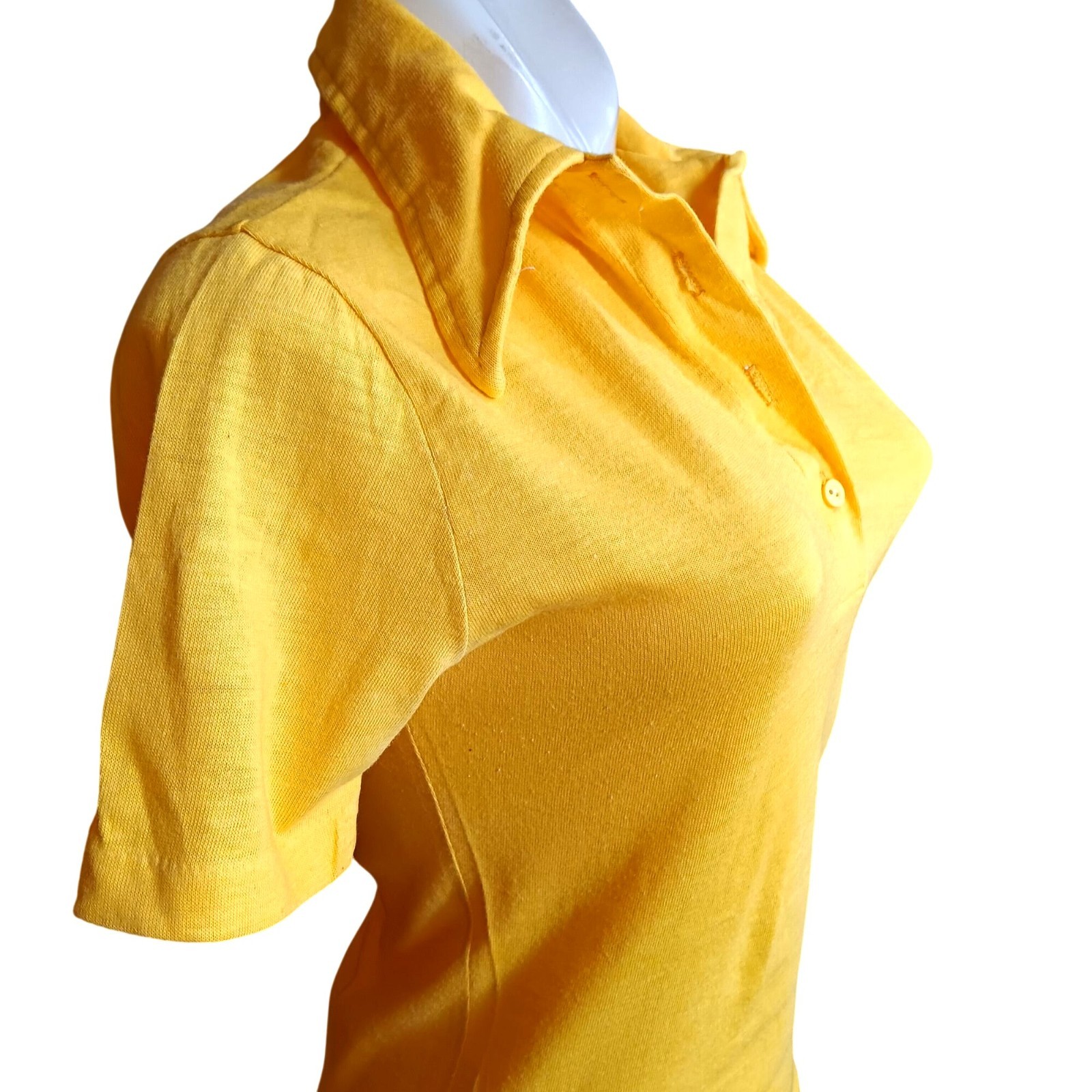 Medium True Vintage Top Jugs Yellow Polo Single Stitch Shirt 1970’s Yellow