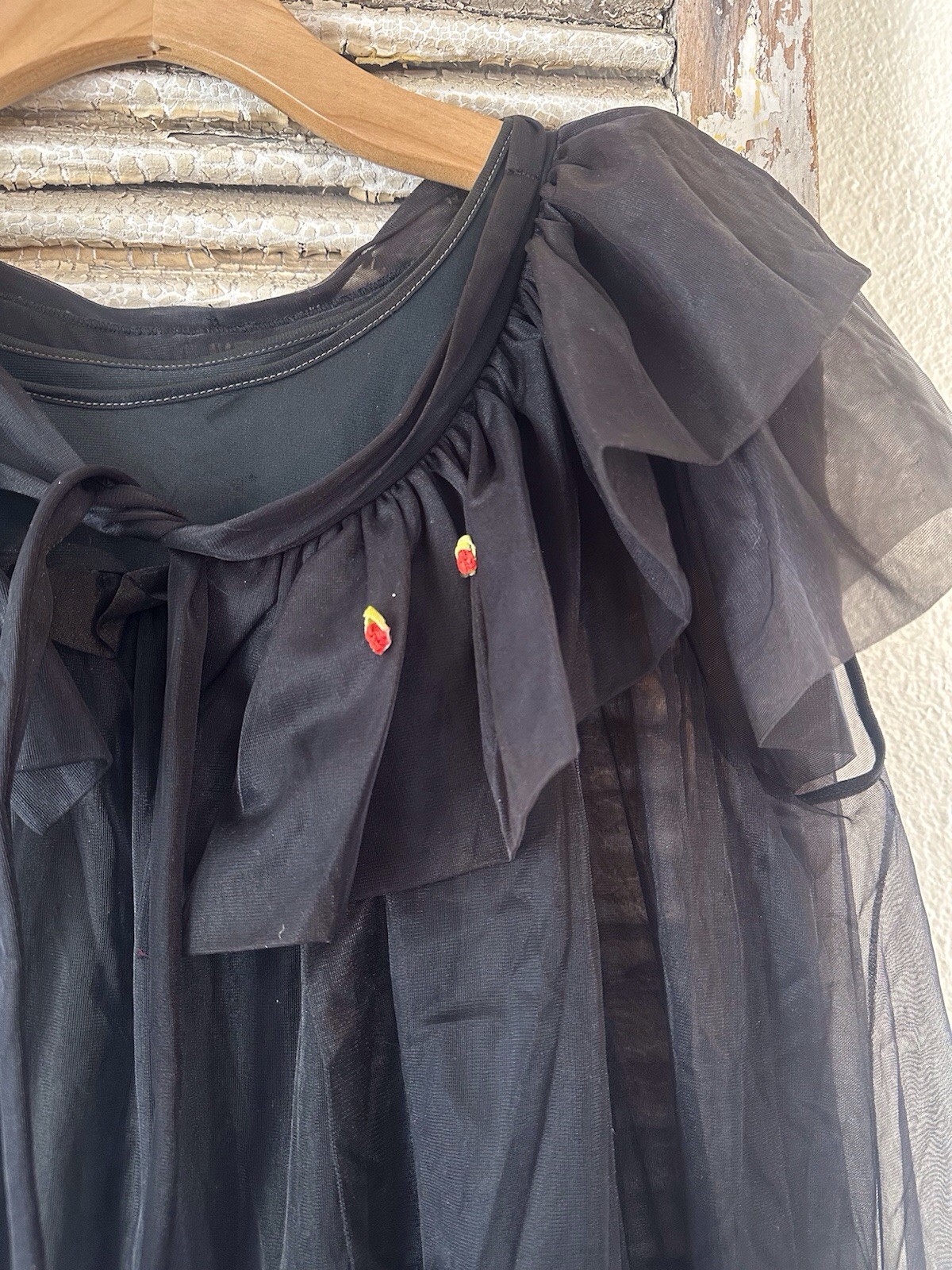 A7 Vintage Tall Fashions Of California Nylon Black Nightgown- 2 Piece Set! Sz S