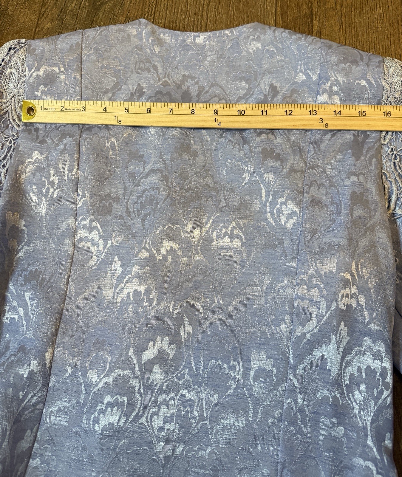 Vintage 2pc Skirt/ButtonTop Sz 12 In the Mood Blue Shimmer Floral Lace