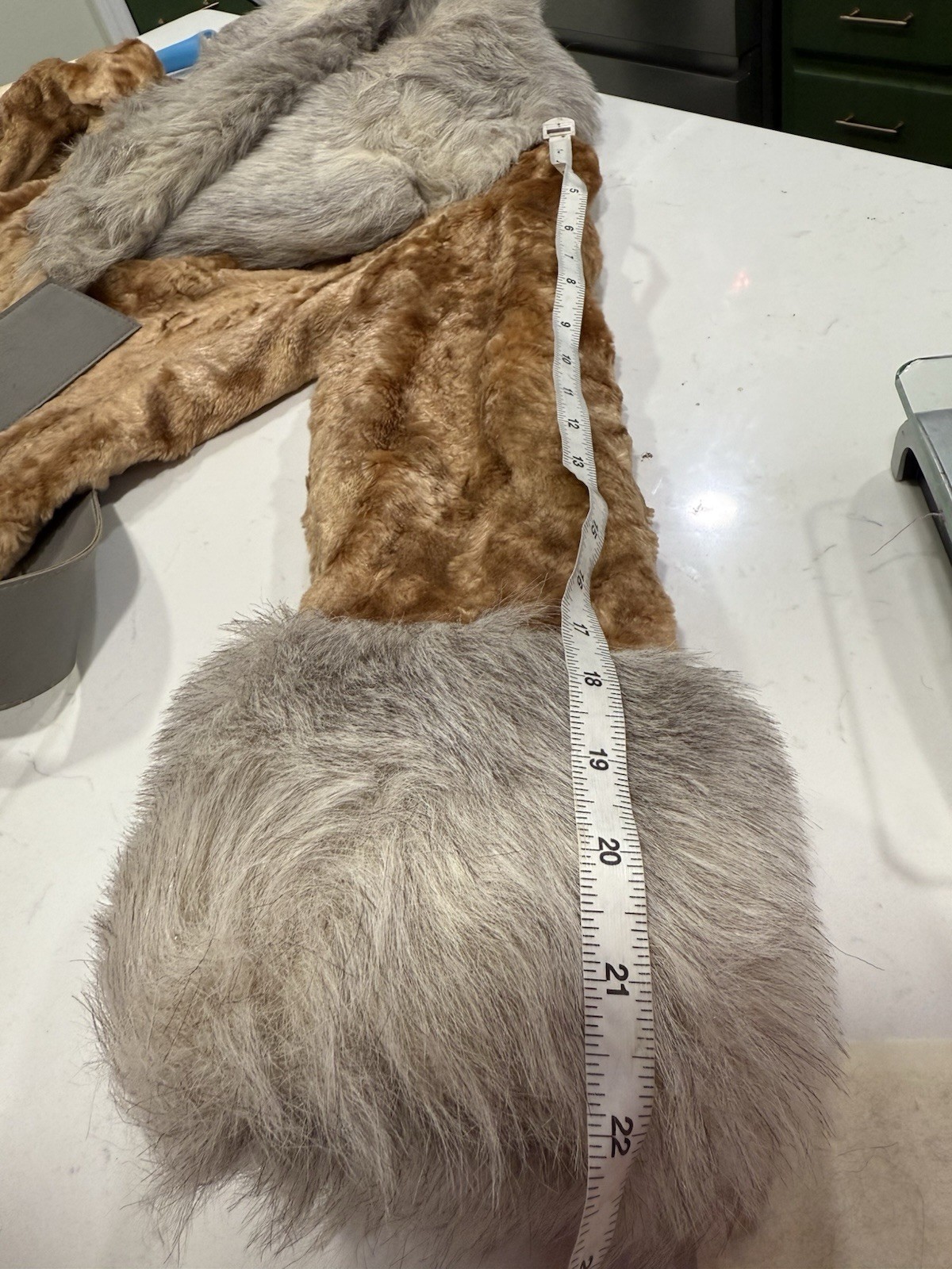 Vntg 1960s/1970s Crushed Velvet Coat With Faux Fur Trim Gold / Grey Heironimus S