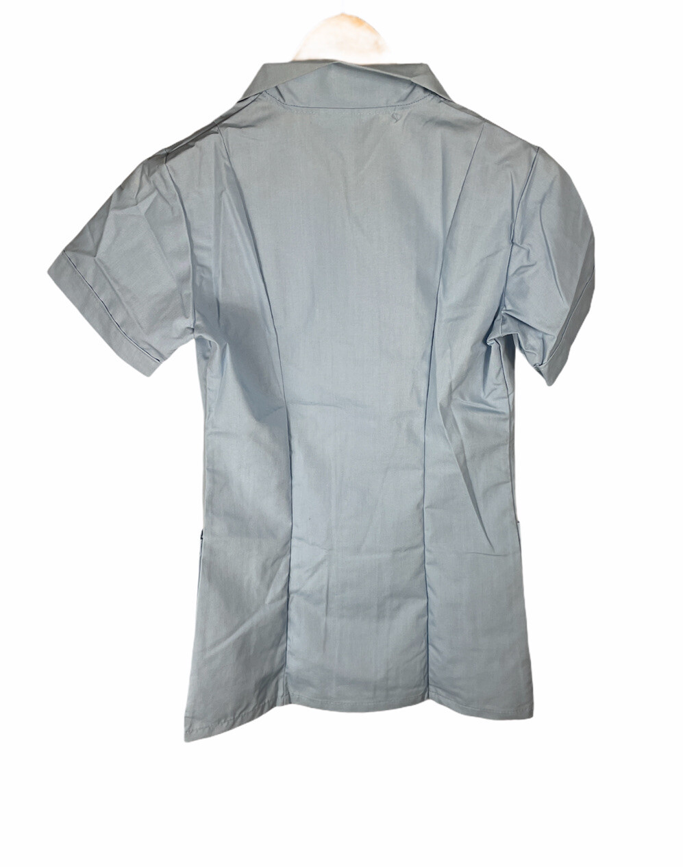 Vintage 70s Fashion Seal Shane Collared 2 Pocket Blue Nurse Scrub Shirt Size 8
