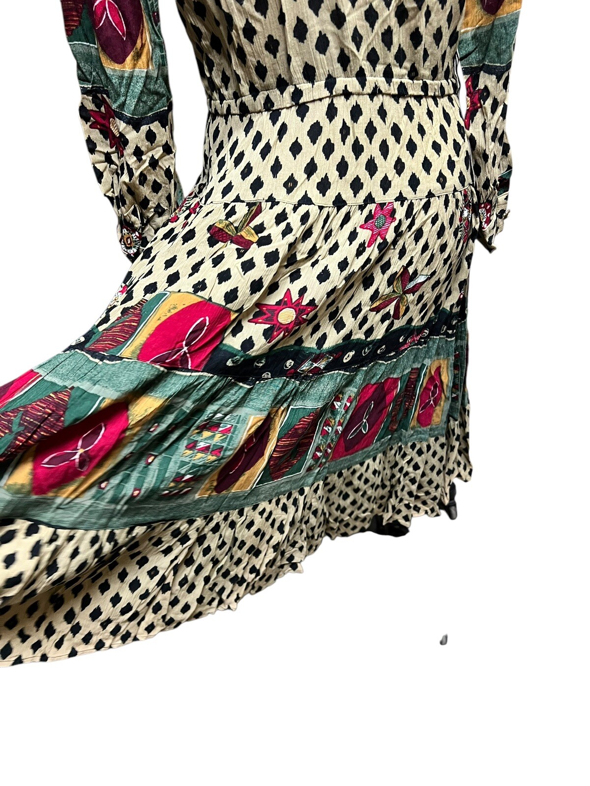 Vintage D. Frank Women’s Western Rayon Colorful Artsy Swing Dress USA Made SZ 6