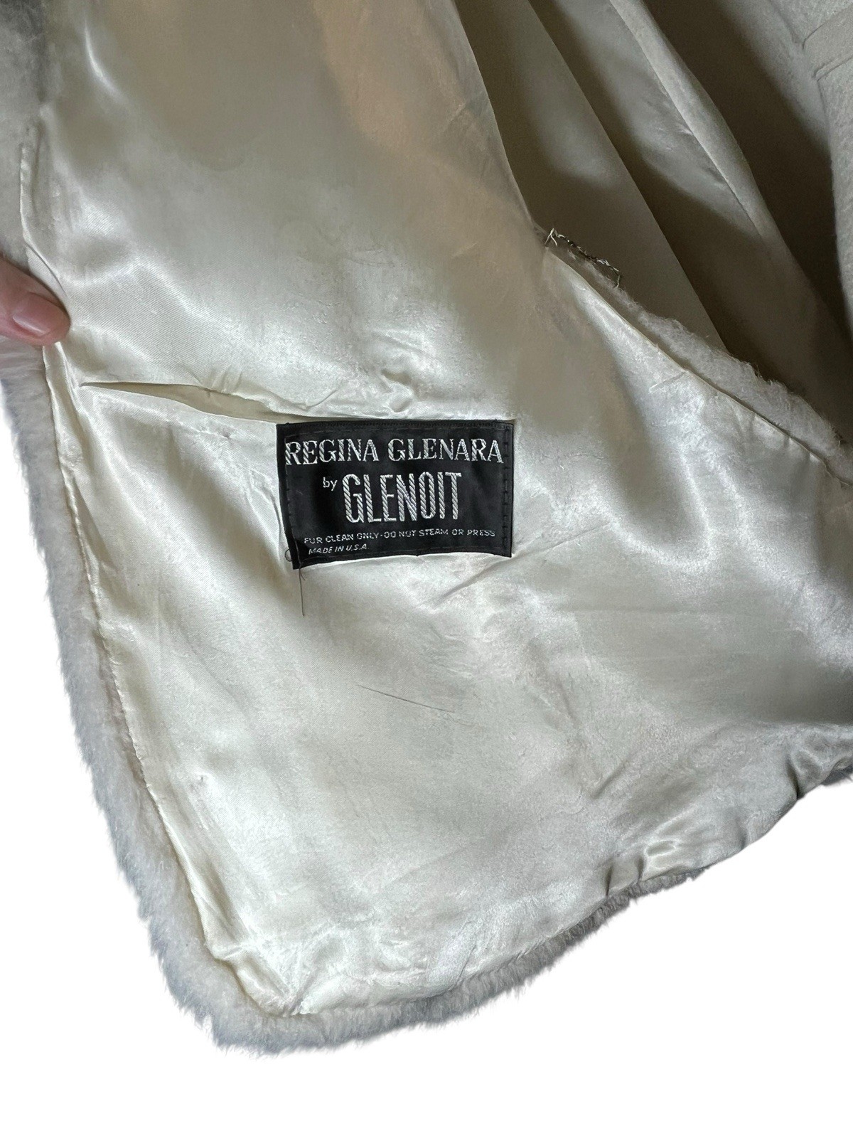 Vintage White Faux Fur Cape Coat Regina Glenara by Glenoit Made in USA