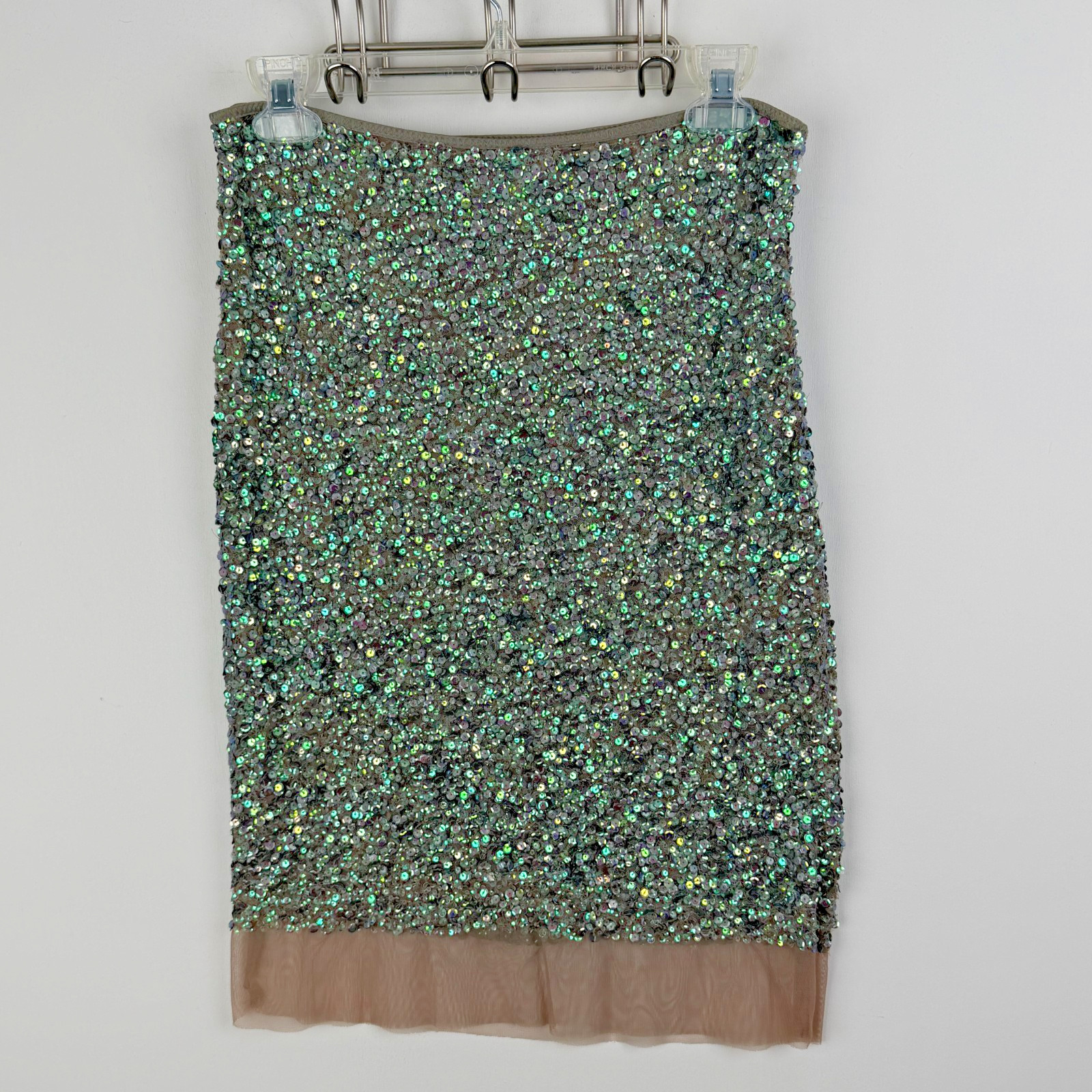 Vintage Y2K Body by Victoria sequin pencil skirt Green/Grey Size 4