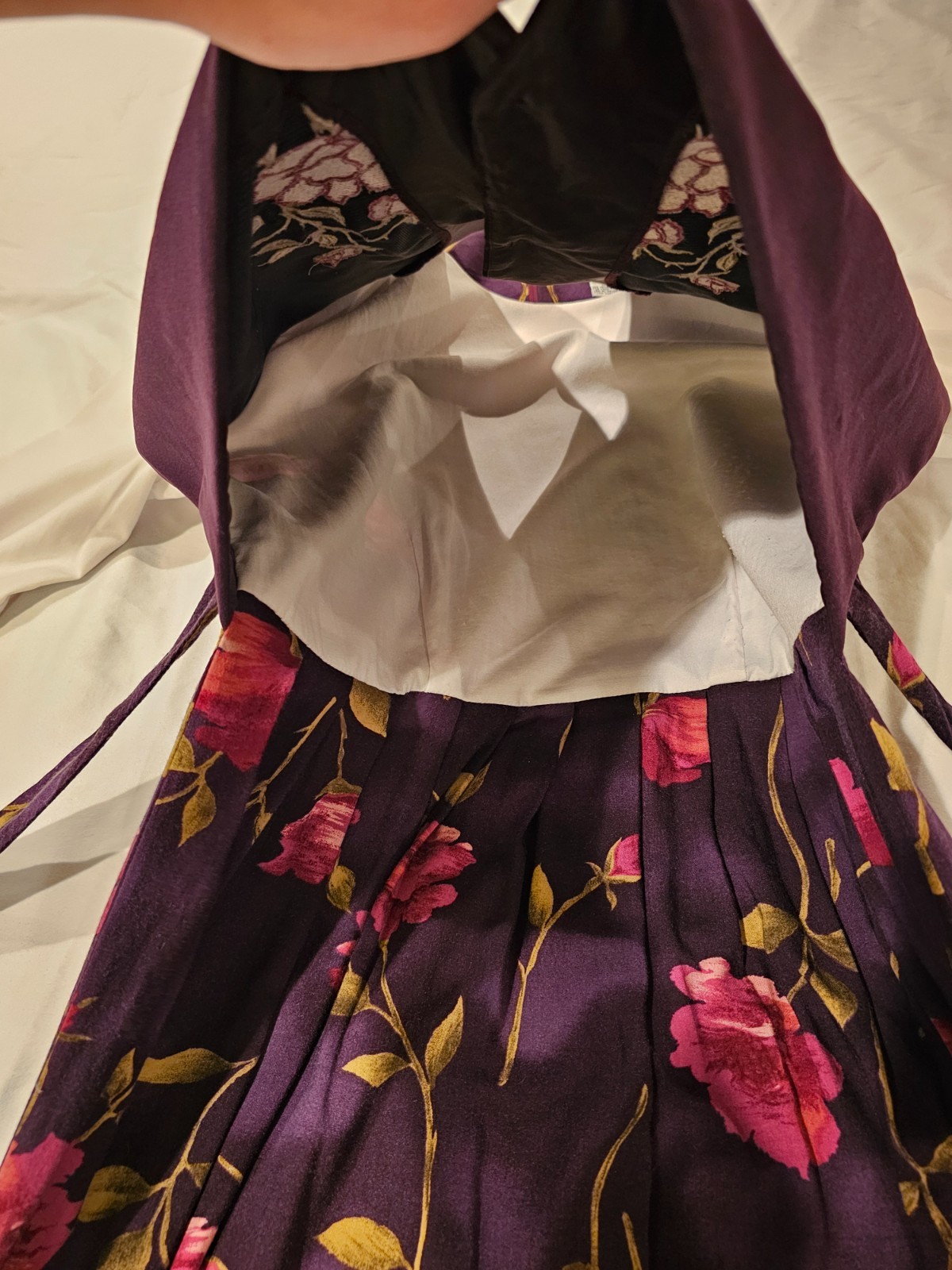 VTG Just In Thyme Dress Purple Rose 80s 90s Tie Waist Vest Size 14 WHIMSIGOTH