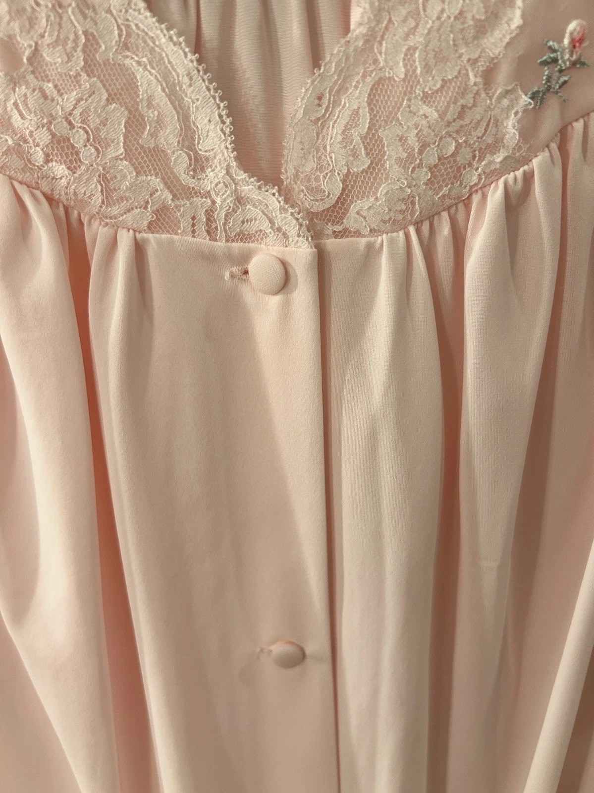 Vintage 2 Piece SHADOWLINE Pink Lace PEIGNOIR Robe (M) And Nightgown (L) Set