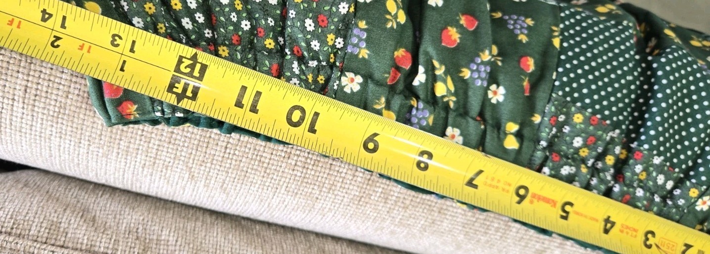 VINTAGE MR. HANK 70s Patchwork Maxi Skirt Green Plaid Fliwers Strawberries M