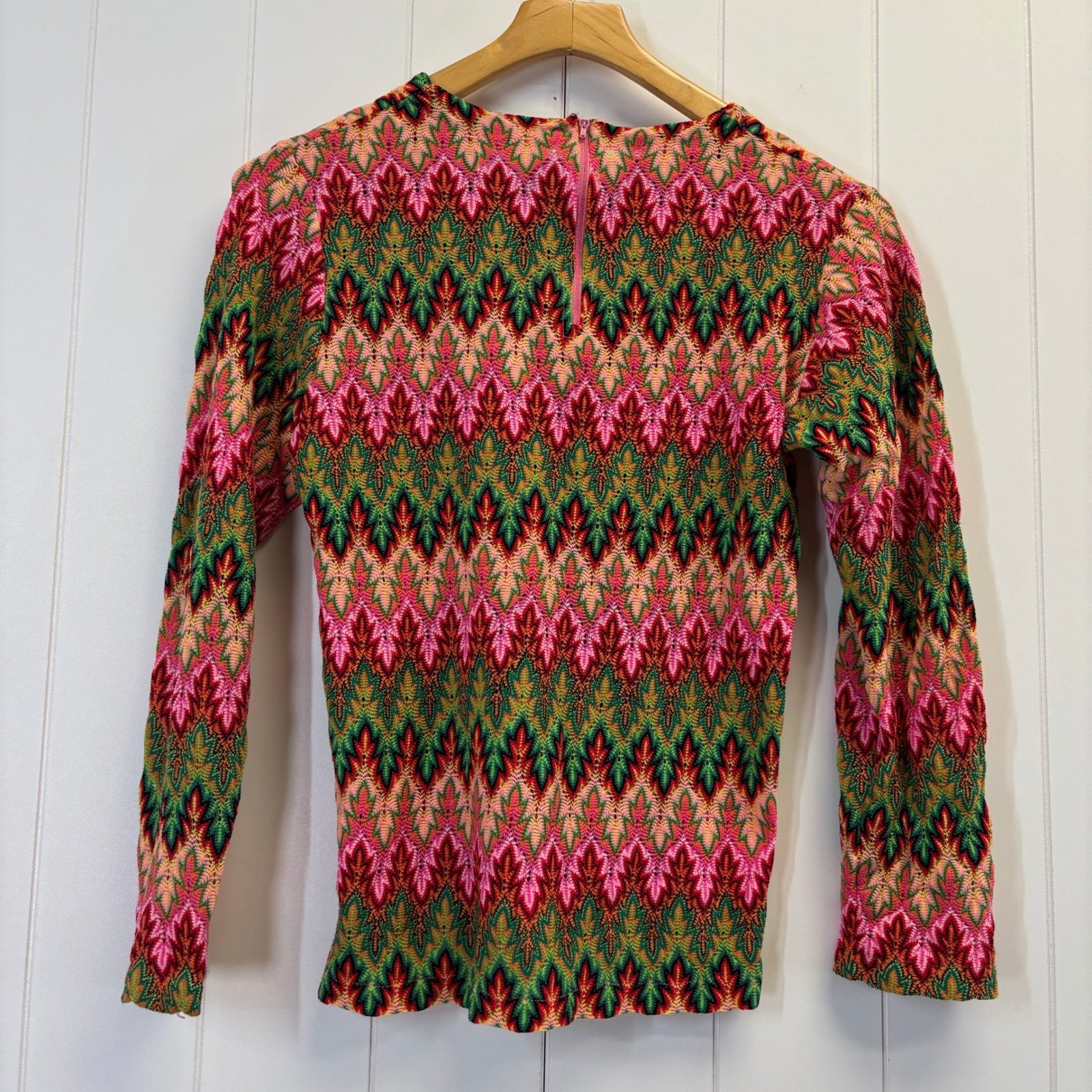 VTG Women 70s Festival Retro Mesh Semi Sheer Top Size S Boho Psychedelic Groovy