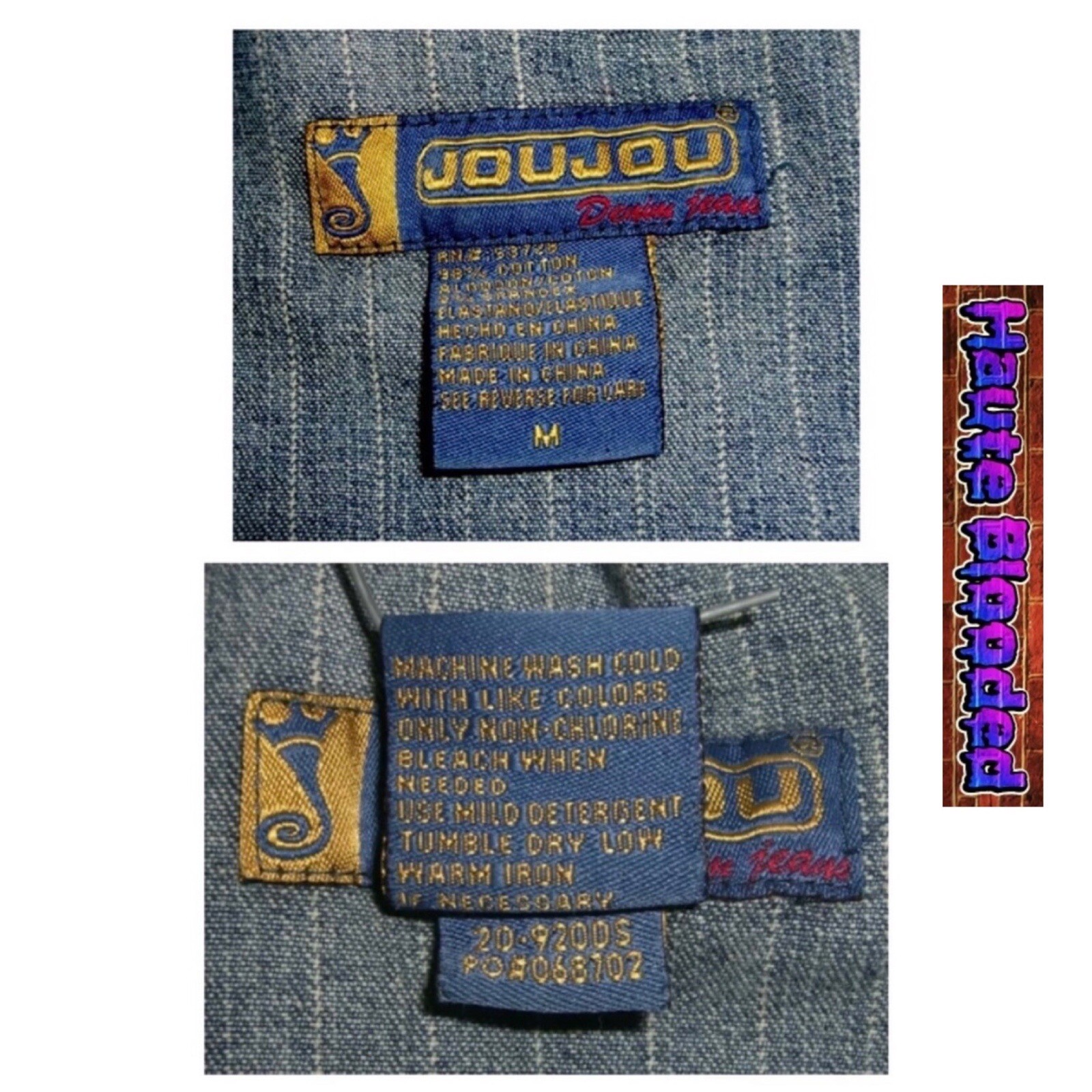 Vintage 90’s y2k JouJou Cropped Denim Jacket Jean egirl Indie Sleaze Streetwear
