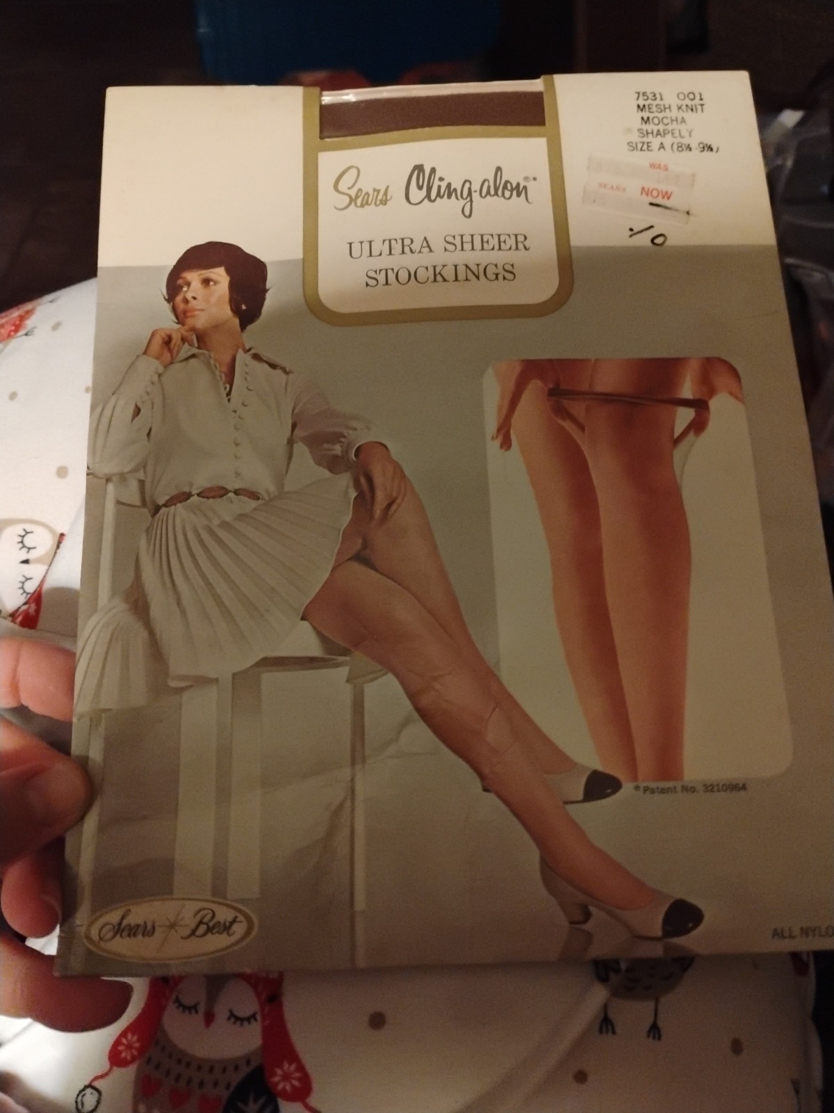 Vtg Sears Cling-alon Ultra Sheer Stockings 7531 001 Mesh Knit Mocha shapely Sz A