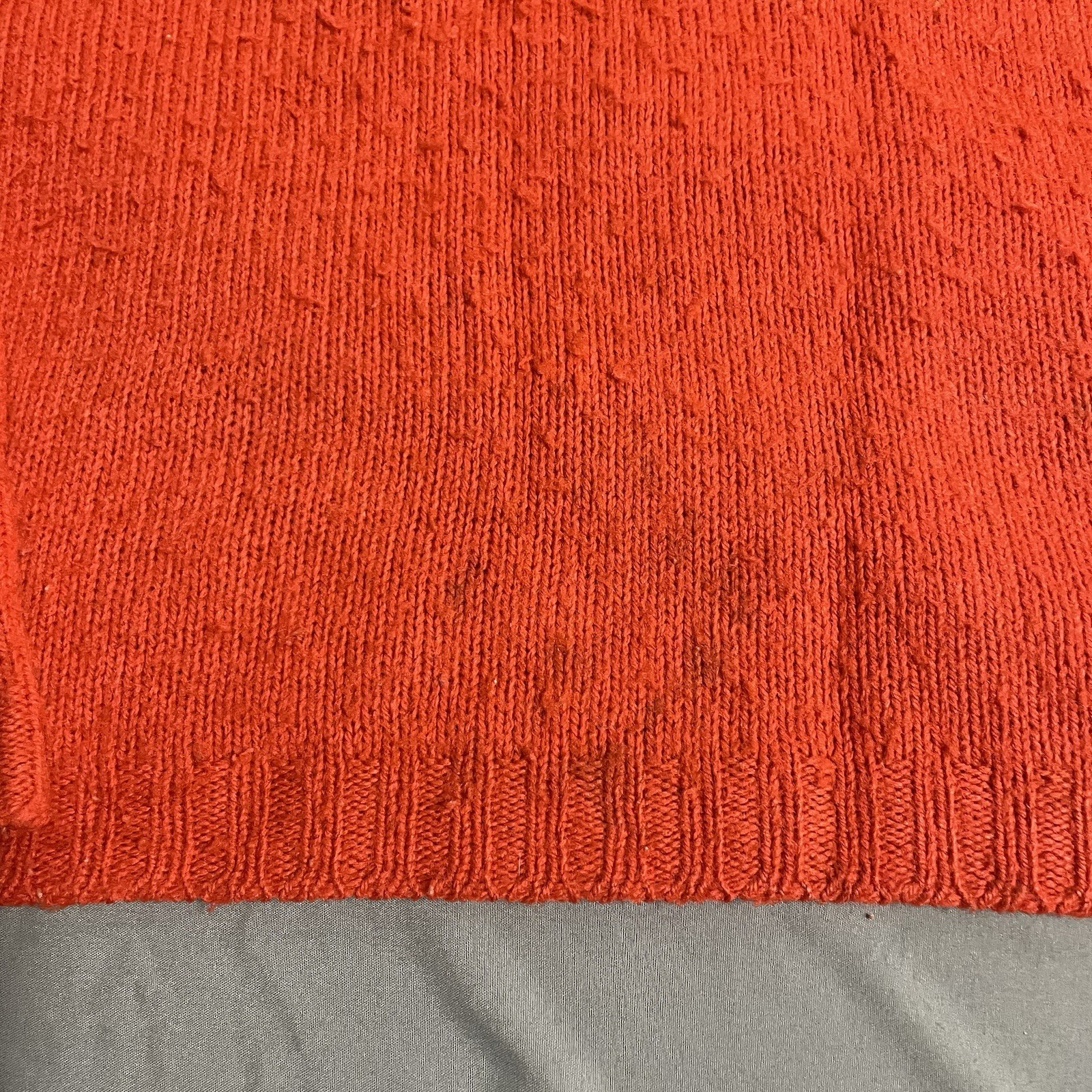 Vintage 60s 70s Sears Roebuck & Co Wintuk V Neck Orange Knit Sweater Size M READ