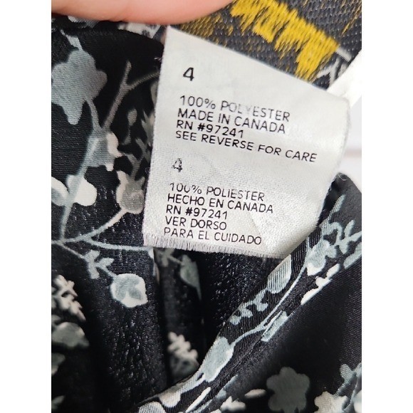 Vintage TR Bentley Black Ditsy Floral Mini Skirt Tulip Hem Women’s 4 XS