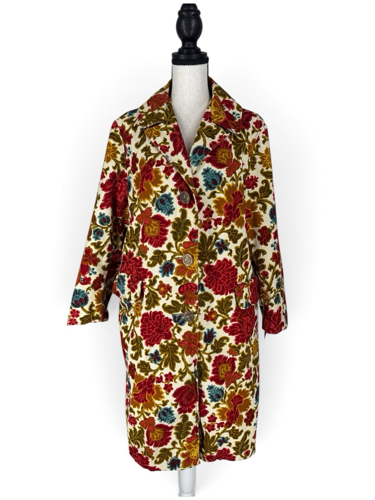 Vintage Rich Floral Tapestry Carpet Coat 50’s 60’s