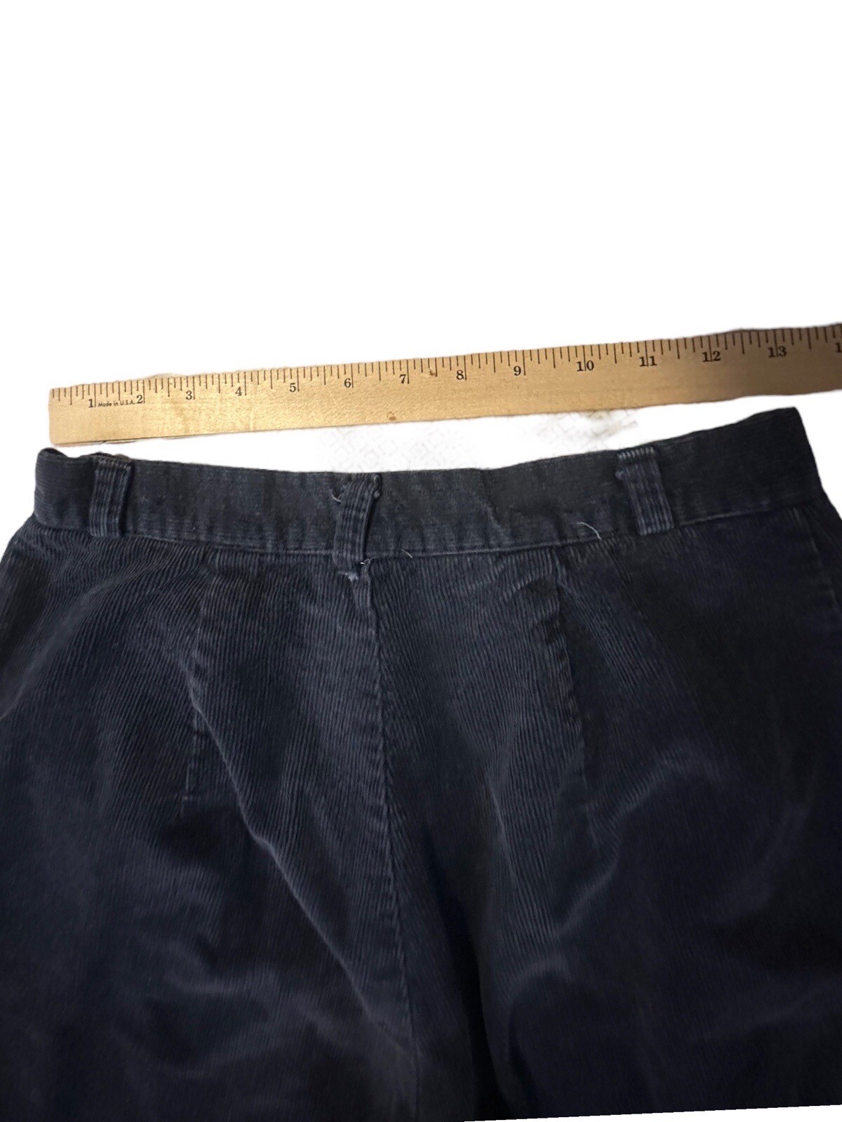Vintage String Bean Women’s Pants 26×31 Navy Blue Corduroy High Waist Pleated