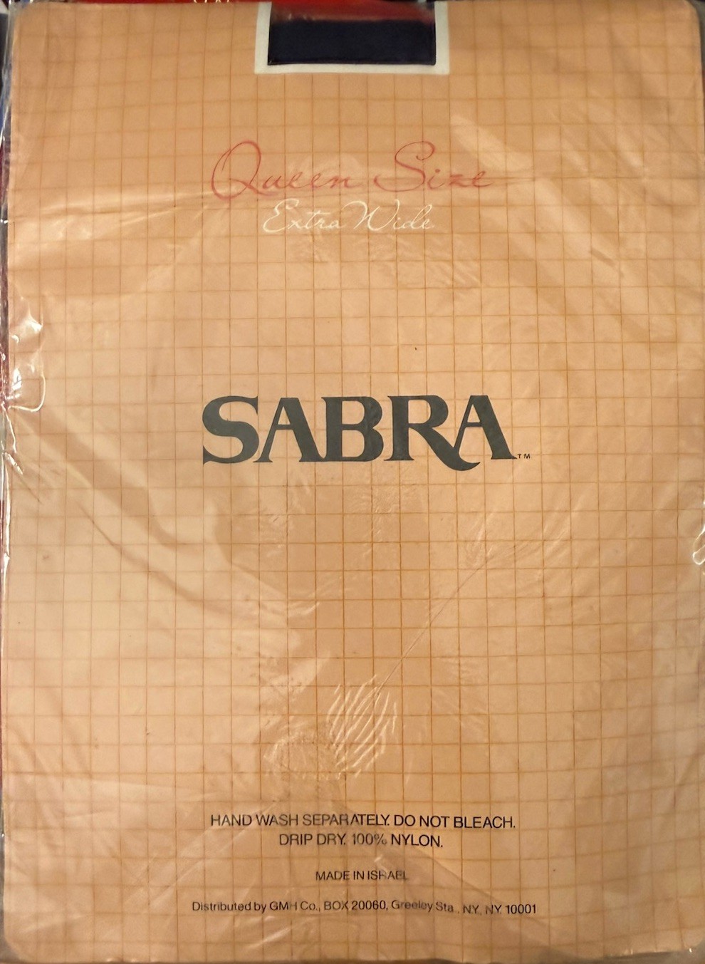 Vintage Sabra Queen Size Navy pantyhose 3X/4X Extra Wide Width Made In Israel