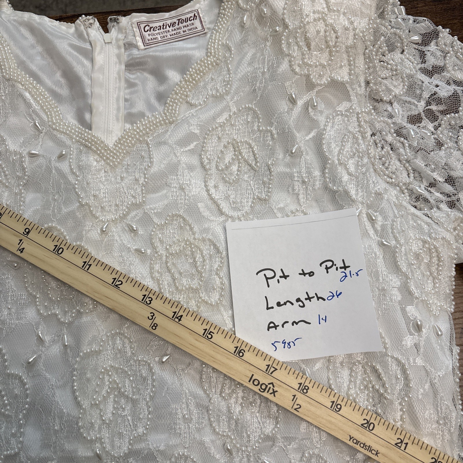 VINTAGE Creative Touch Sequined & Beaded Ivory Women’s Top – L