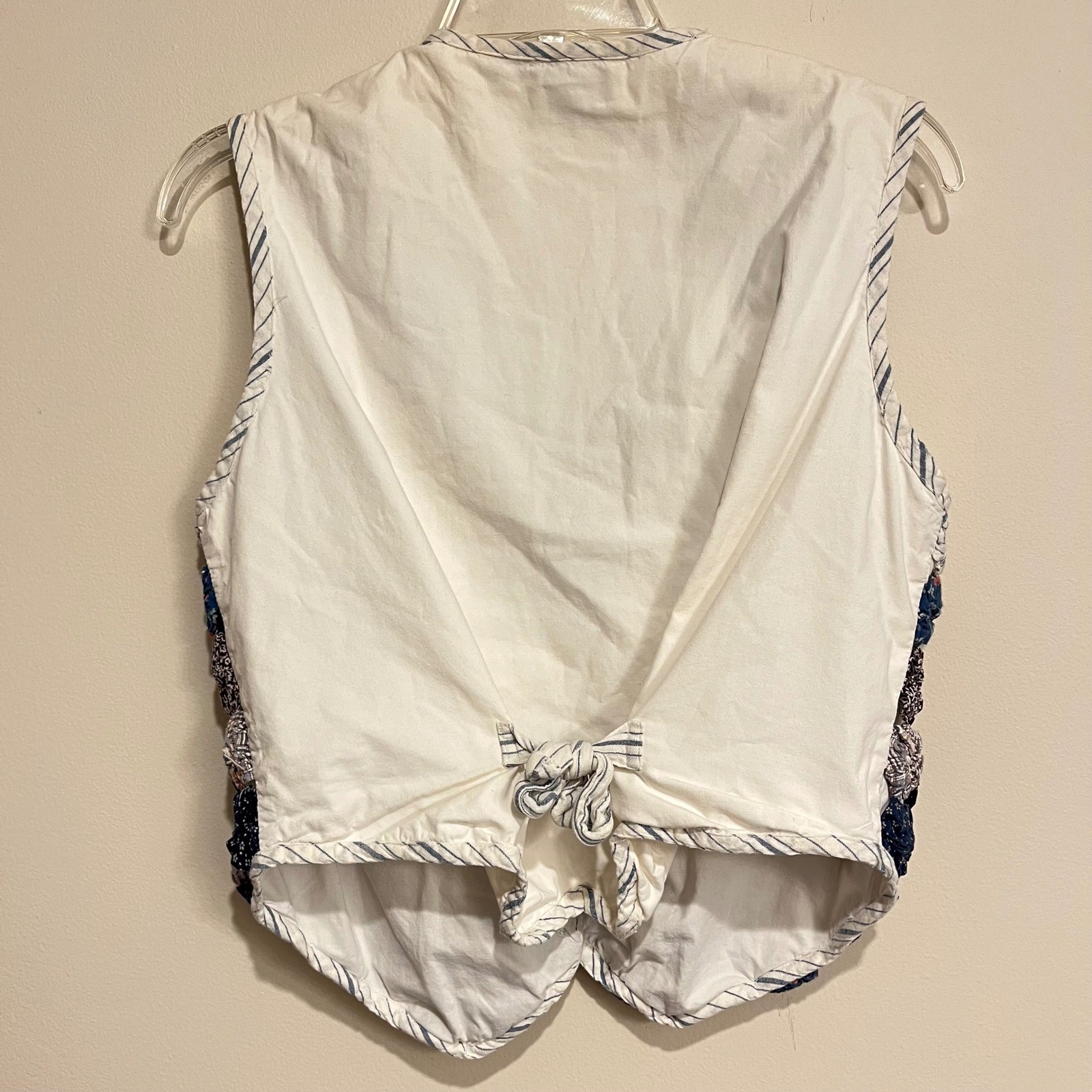 VTG Paul Harris Design Vest Quilted Pinwheels Blue White Medium Artsy Whimsy