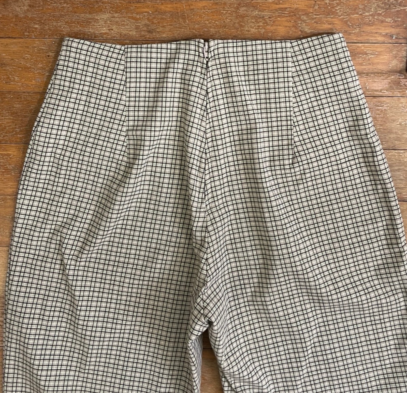 Vintage Plaid Bootcut Pants Size XXS 24″ Waist 1990s Woven Trousers Lightweight