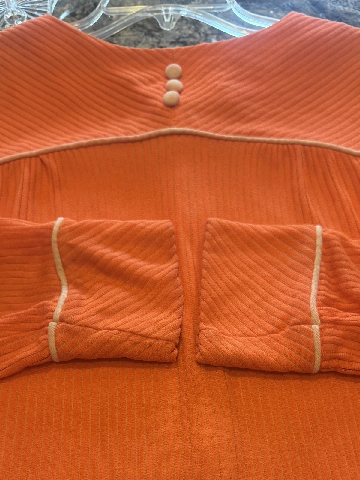 Vtg 1970s Dress Mod Twiggy Orange Stripe Homemade CONDITION ISSUES #278