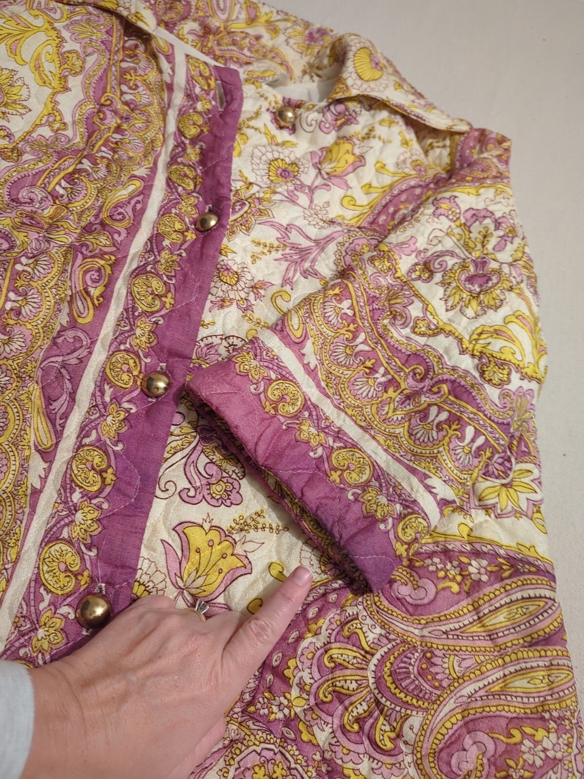 Vtg 1960’s Diana Dean By Julius Lonschein Quilted Coat Size Lg • Light Weight