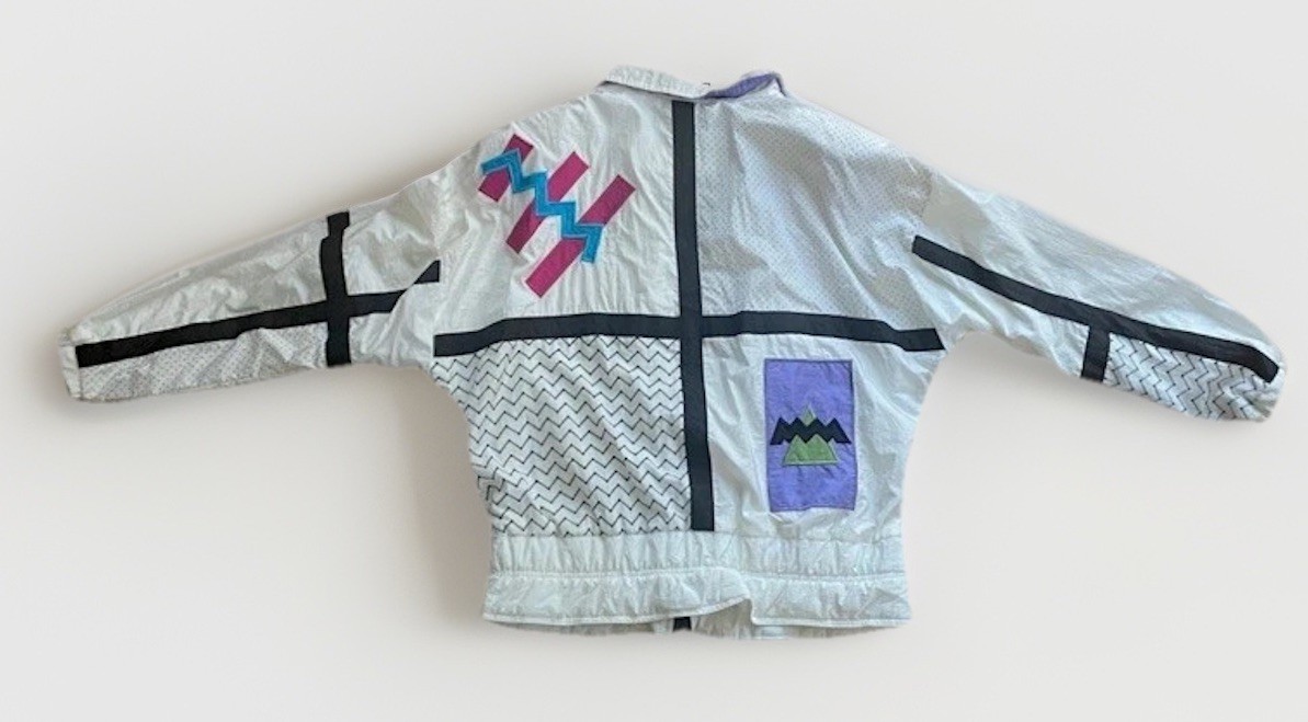 Vintage 90s IZZI Sport Windbreaker Tracksuit White Nylon Colorblock Retro L