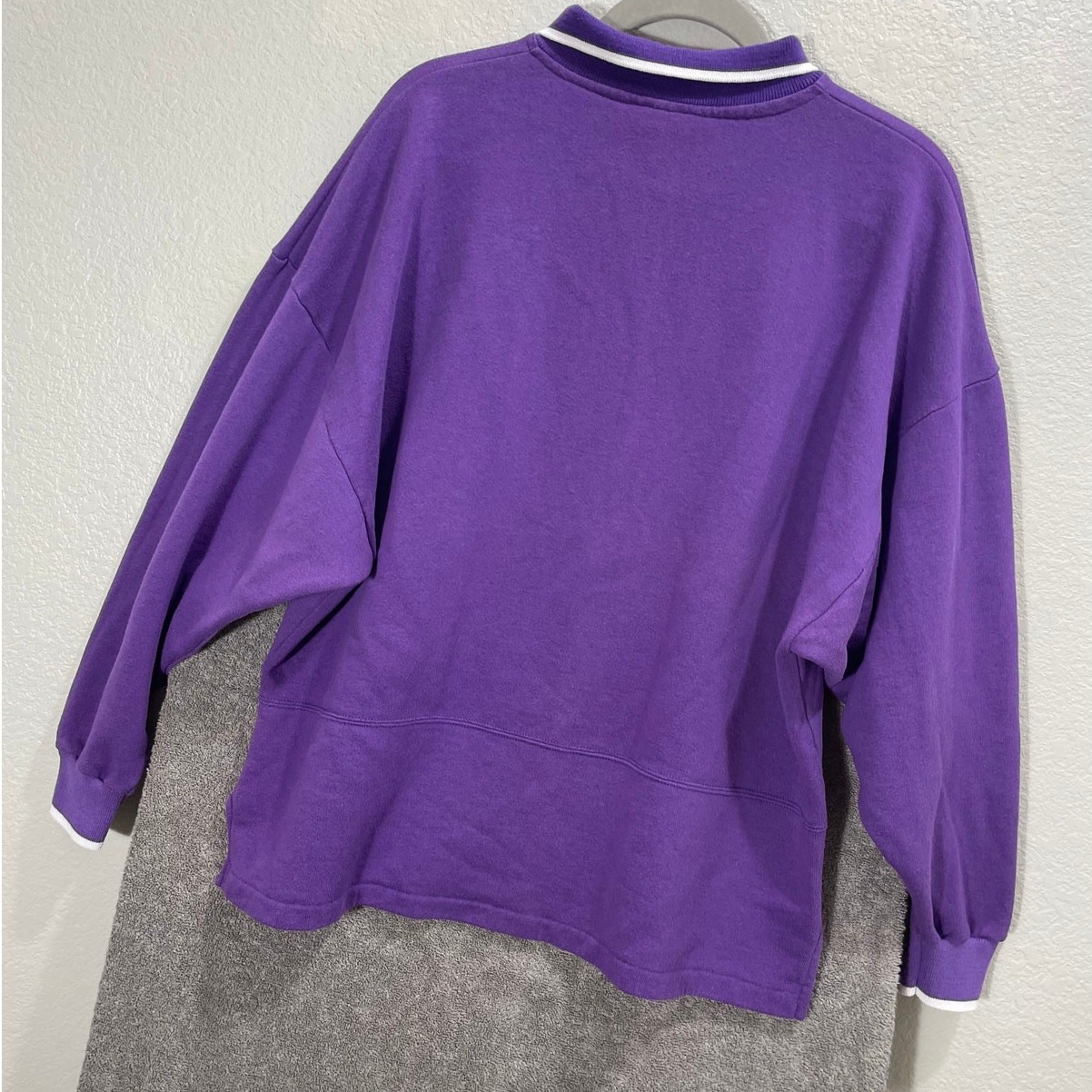 Vintage 90s Purple Long-sleeve Polo Sweatshirt Collared Sunbelt Sportswear XL