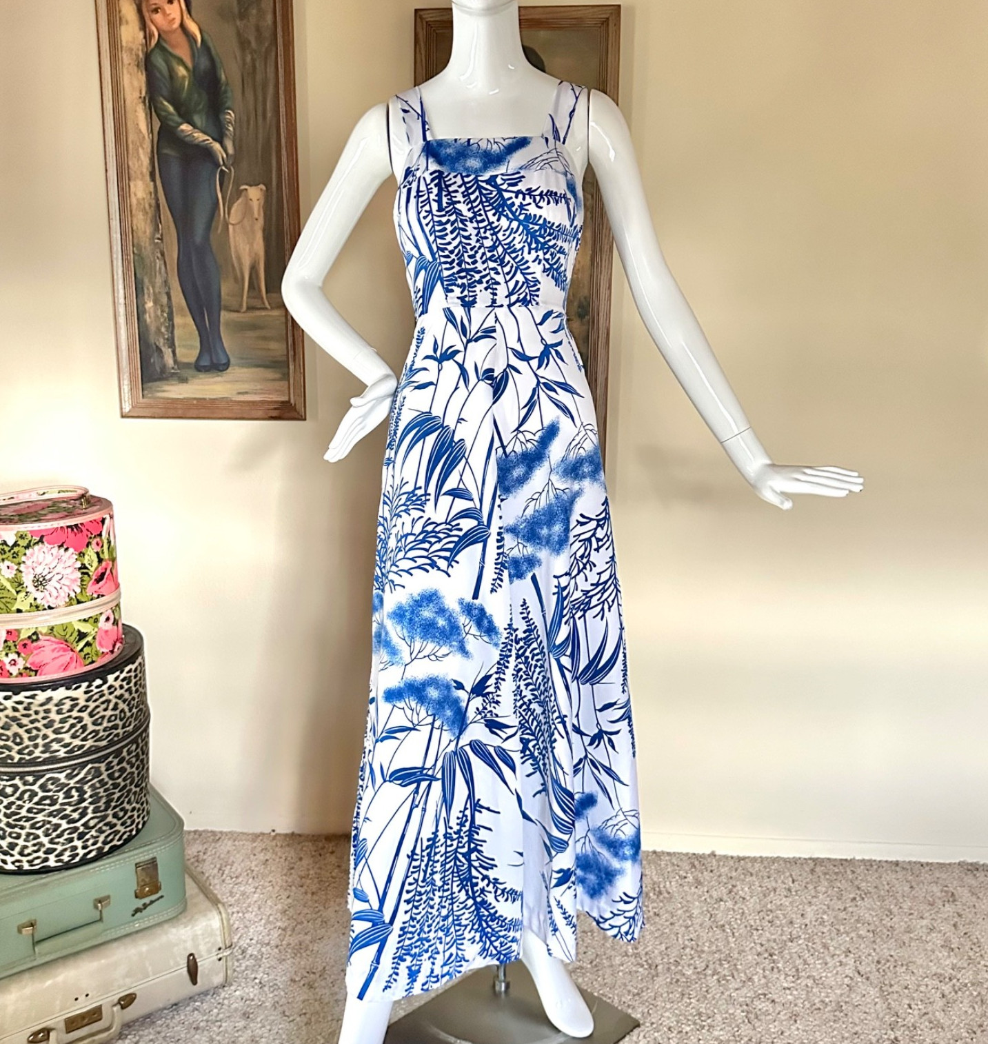 Vintage 1970s Hawaiian Dress Fit & Flare Maxi Sundress Hawaii Nei Floral Vacay S