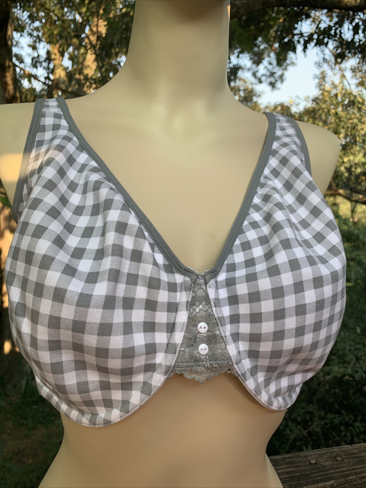 CACIQUE Gray Grey Houndstooth Plaid Bra Size 38H 38 H Cup Vintage ❤️sj7m27