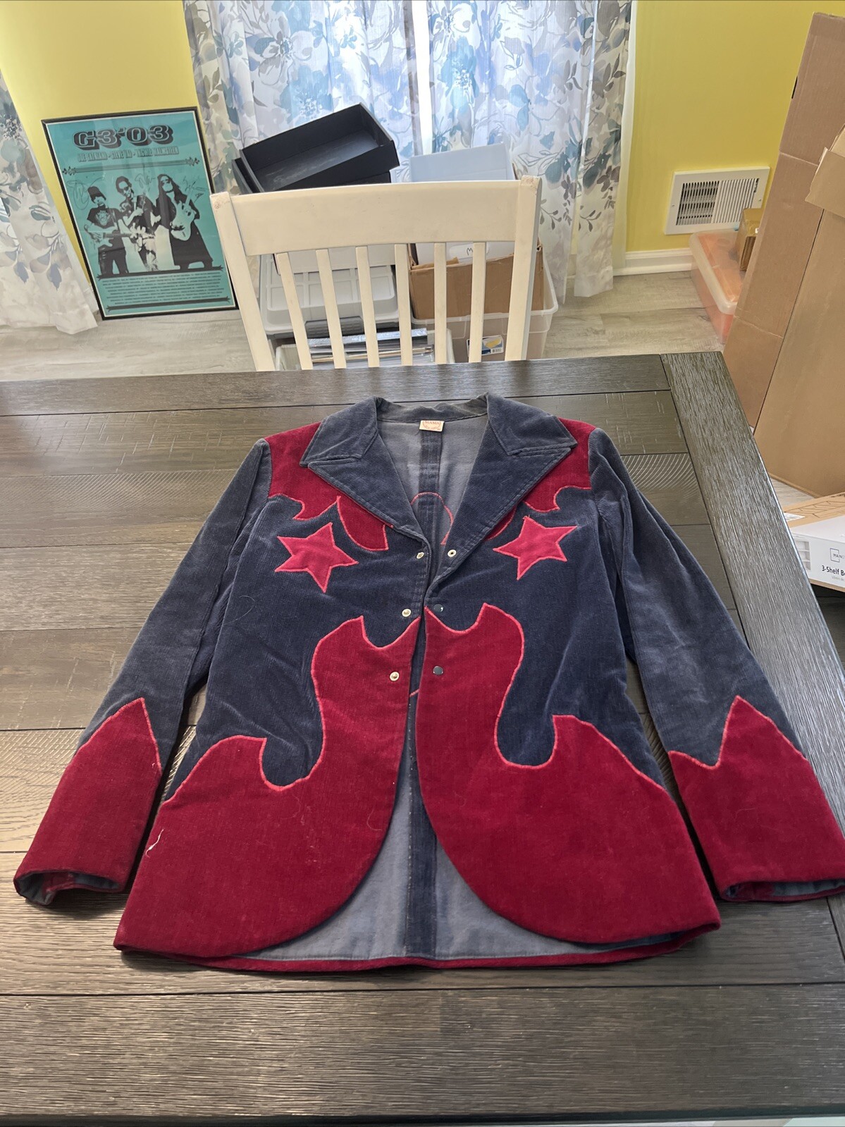 Vintage Velvet Blazer Jacket Blue And Red Sz M Siasia New York