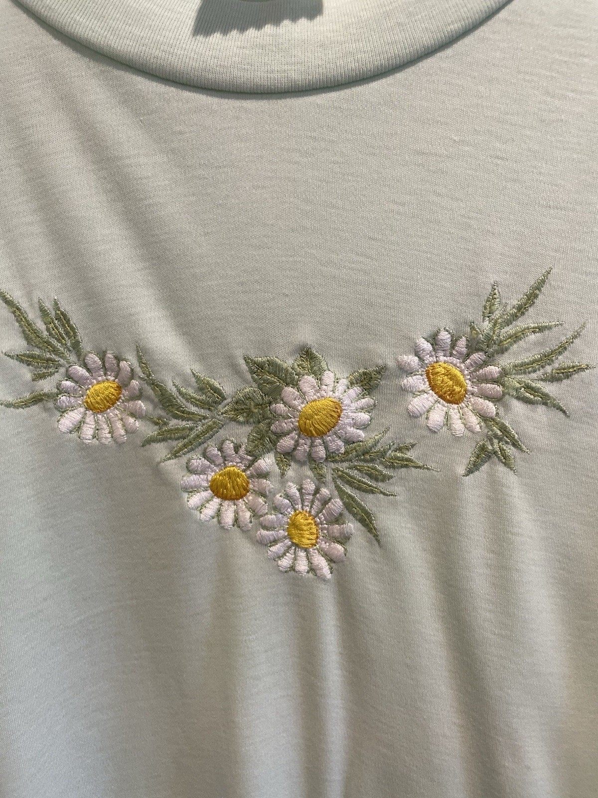 Vtg 70s 80s Cyn Les Shirlee Designs Daisy Embroidered Sweatshirt Large Mint