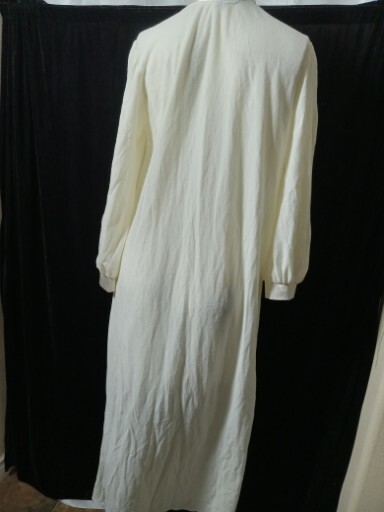 Vintage 60s NIGHT TIME CREATIONS Yvory Embroidery Nightgown Robe Size M Cottage