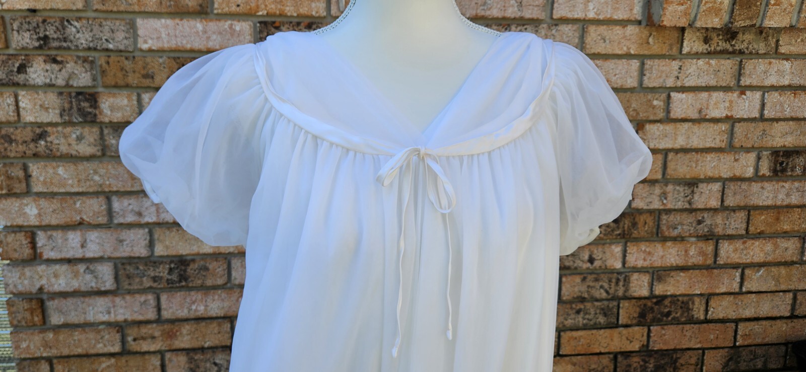 Vtg Jenelle of California Double Nylon Peignoir Nightgown Set Trimmed with Satin